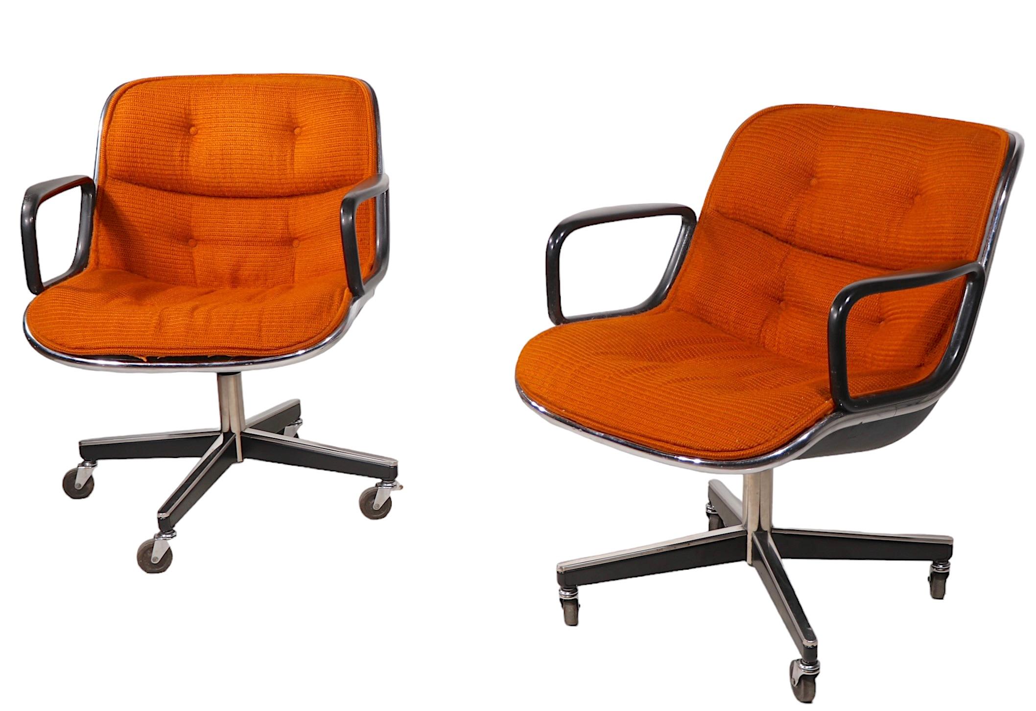 Vintage Charles Pollack design for Knoll  Swivel Tilt Desk Chairs c 1970's 1