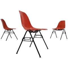 Vintage Charles & Ray Eames DSS Stacking Chairs for Herman Miller