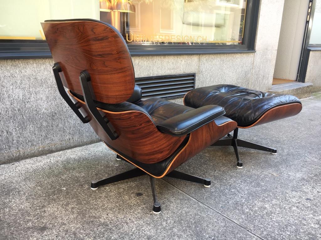 European Vintage Charles & Ray Eames Rosewood Lounge Chair & Ottoman