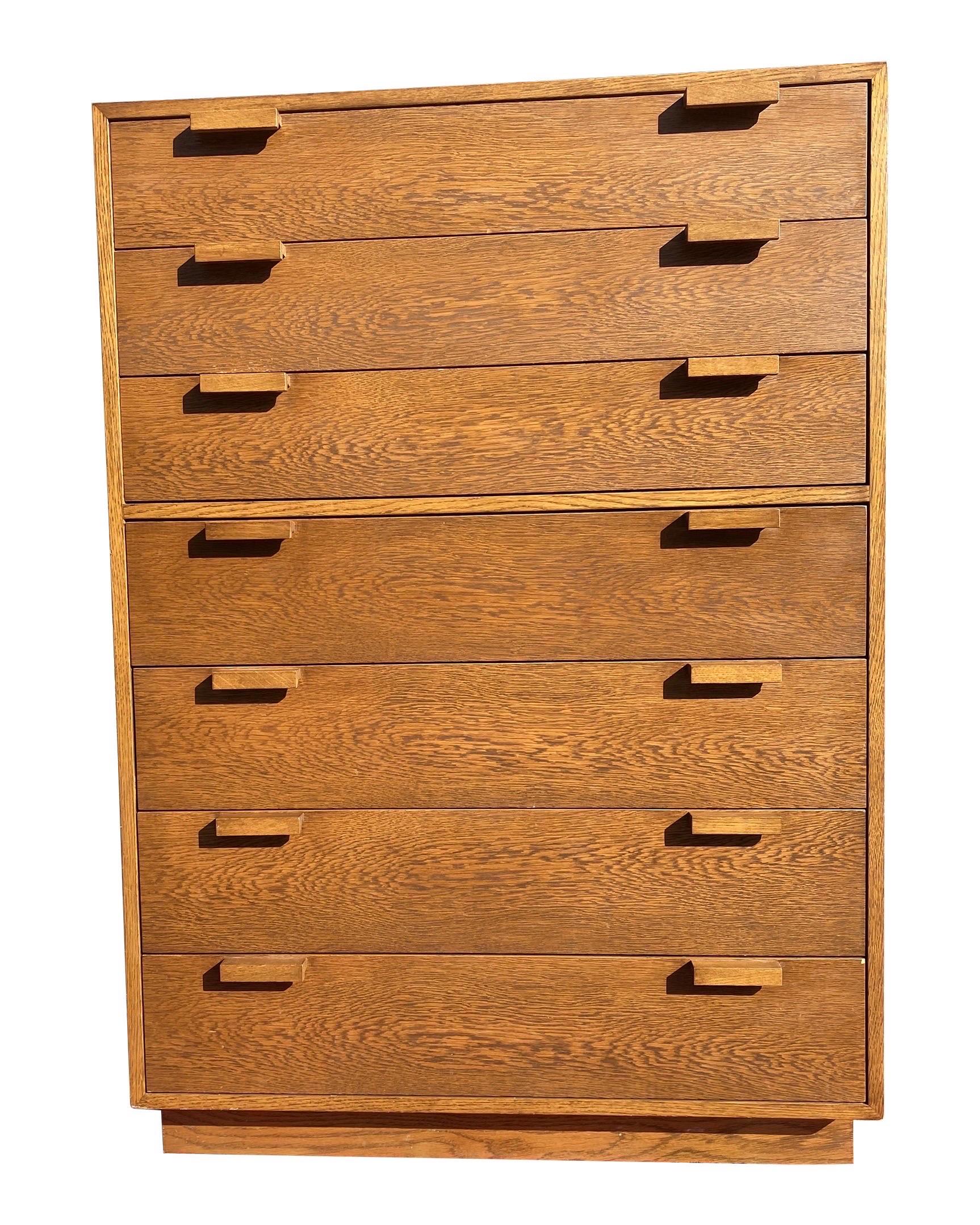 Designed and built by Cambridge, MA furniture maker Charles Webb. For his “Sixties series” as an ode to Mid-Century Danish Modern Design. Well constructed and made of oak. This piece is in it’s original finish and in excellent condition.