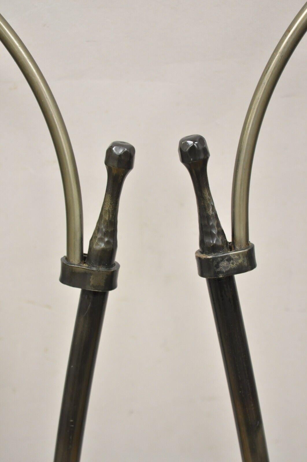 Vintage Charleston Forge Swivel Wrought Iron Counter Bar Stools, a Pair In Good Condition In Philadelphia, PA