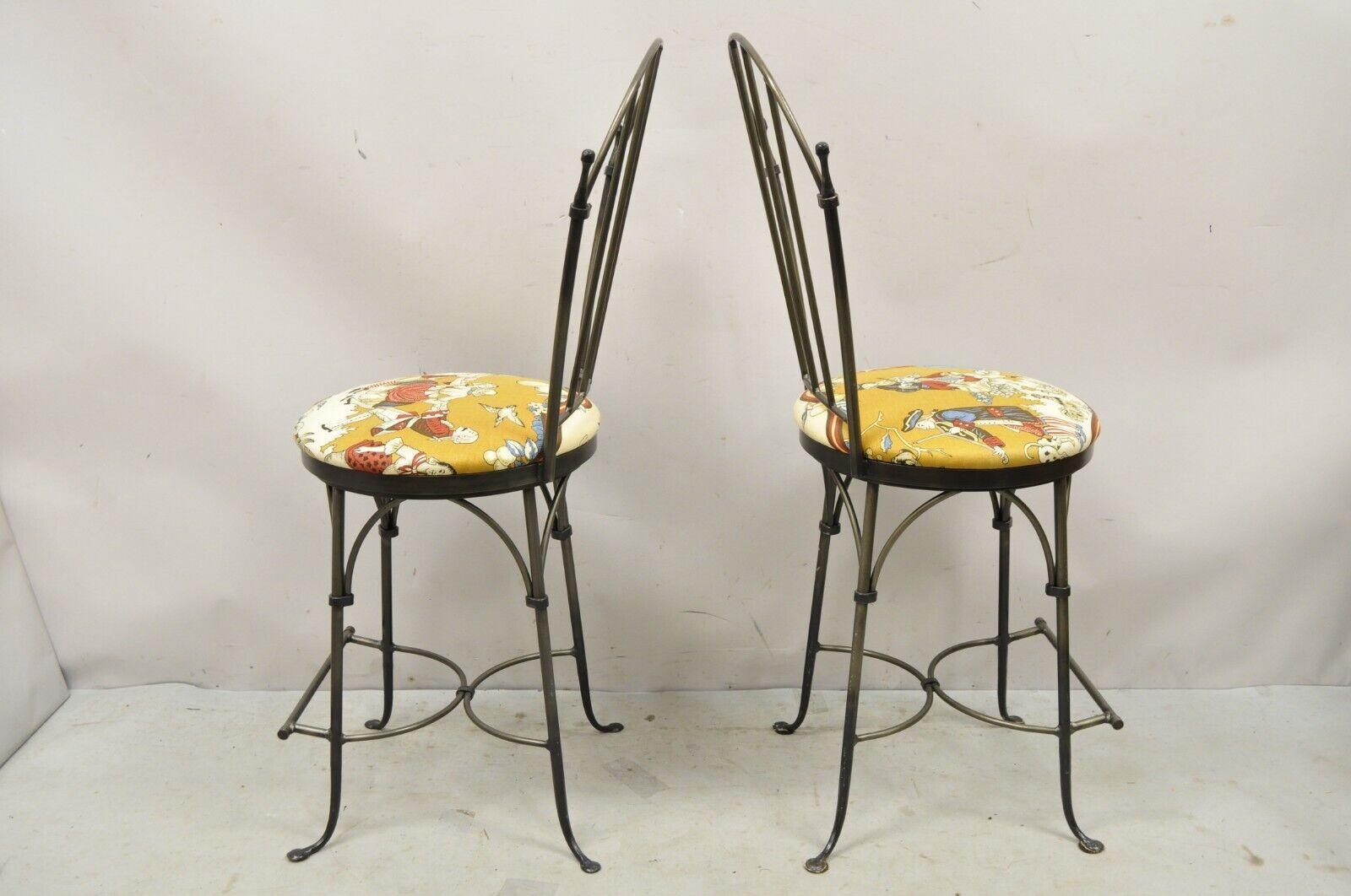 Vintage Charleston Forge Swivel Wrought Iron Counter Bar Stools, a Pair 2