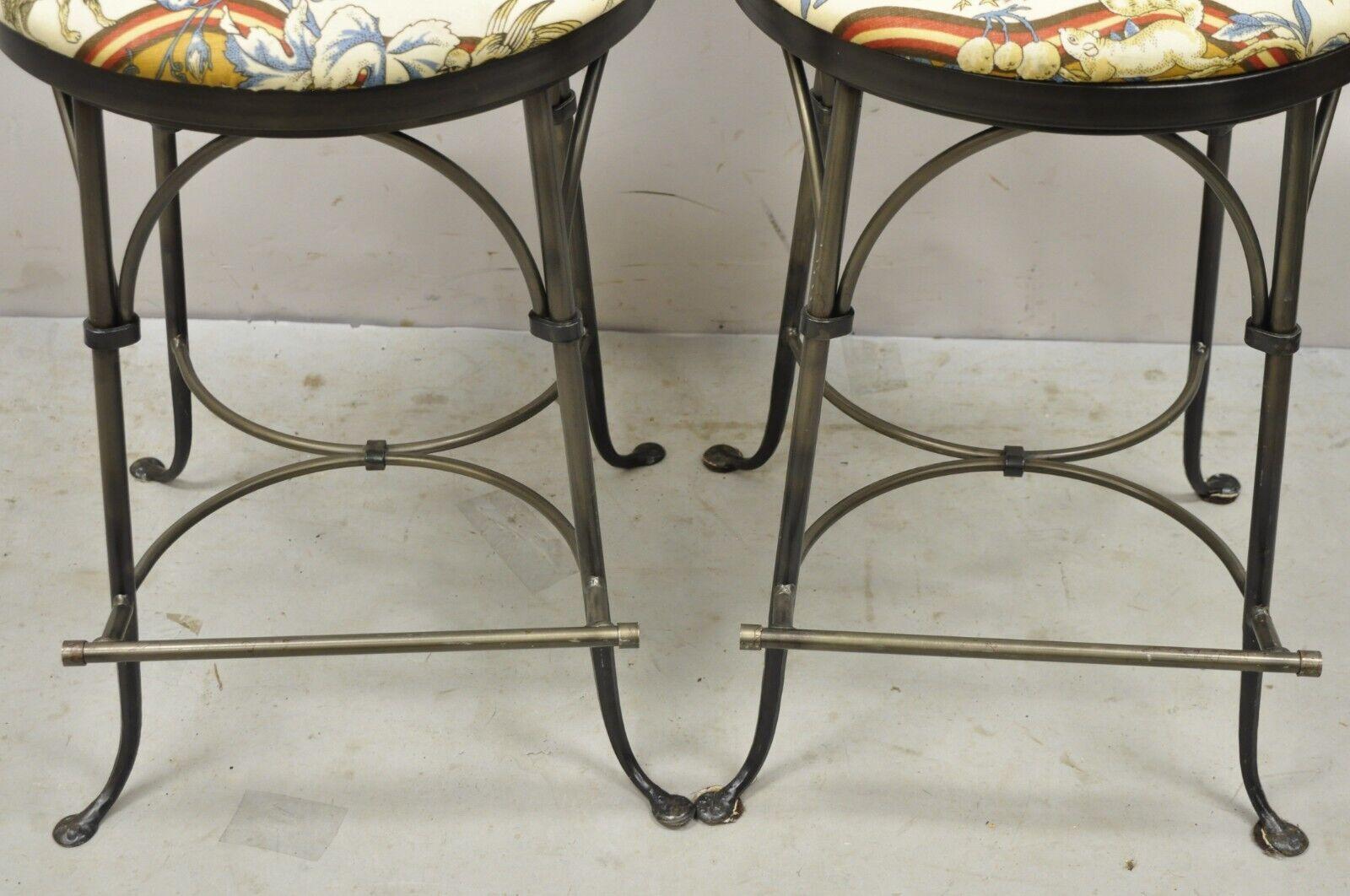 Vintage Charleston Forge Swivel Wrought Iron Counter Bar Stools, a Pair 3