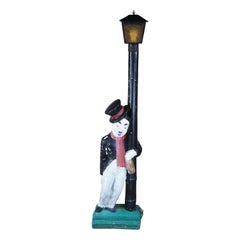 Vintage Charlie Chaplin Concrete Outdoor Lamp Post Light Statue Sculpture