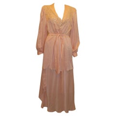 Vintage Charlotte Hilton (  at Harrods)  Pink Silk and Lace Nightgown and Jacket