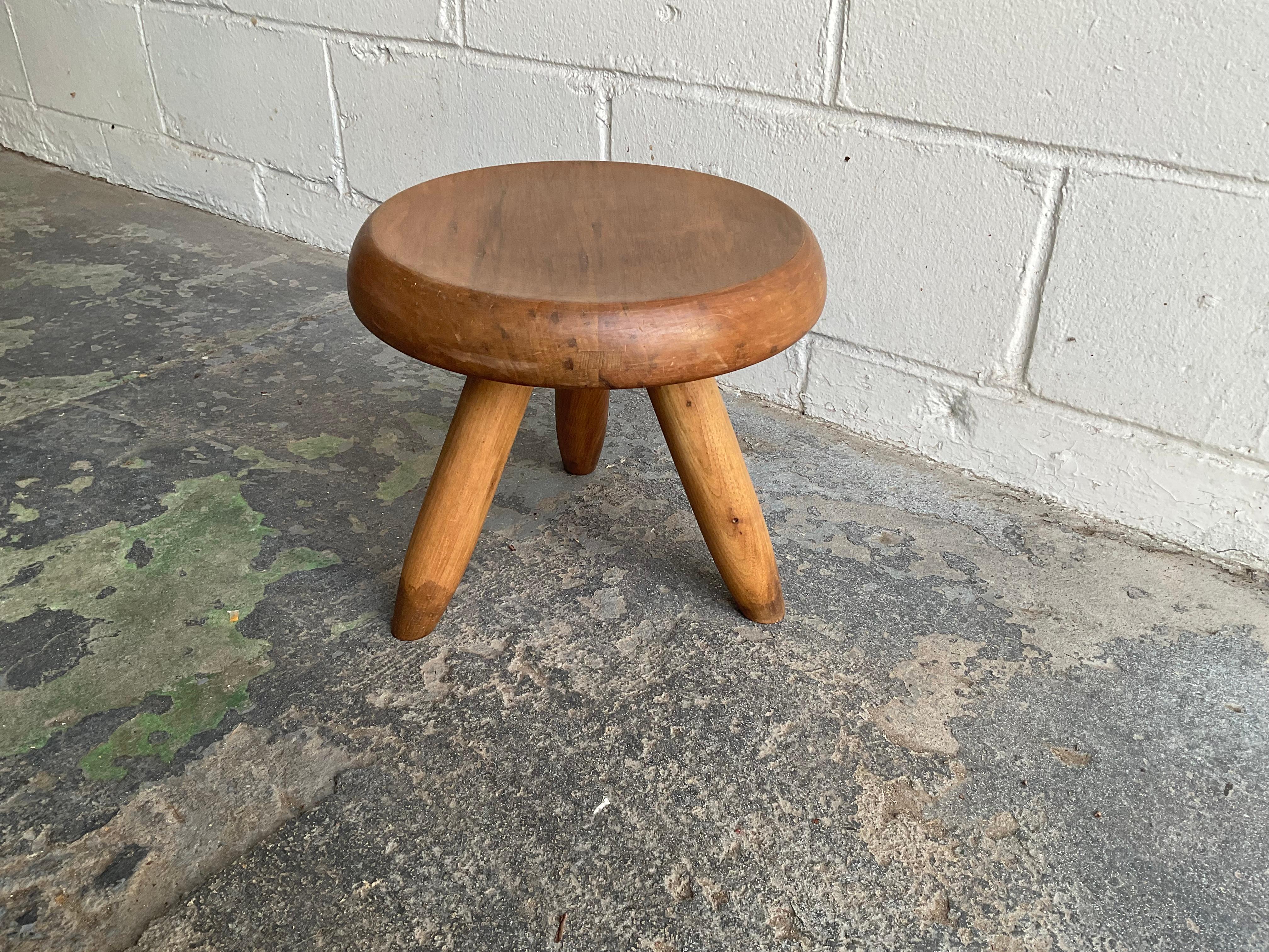 Mid-Century Modern Vintage Charlotte Perriand ‘Berger’ Low Stool, 1950s For Sale