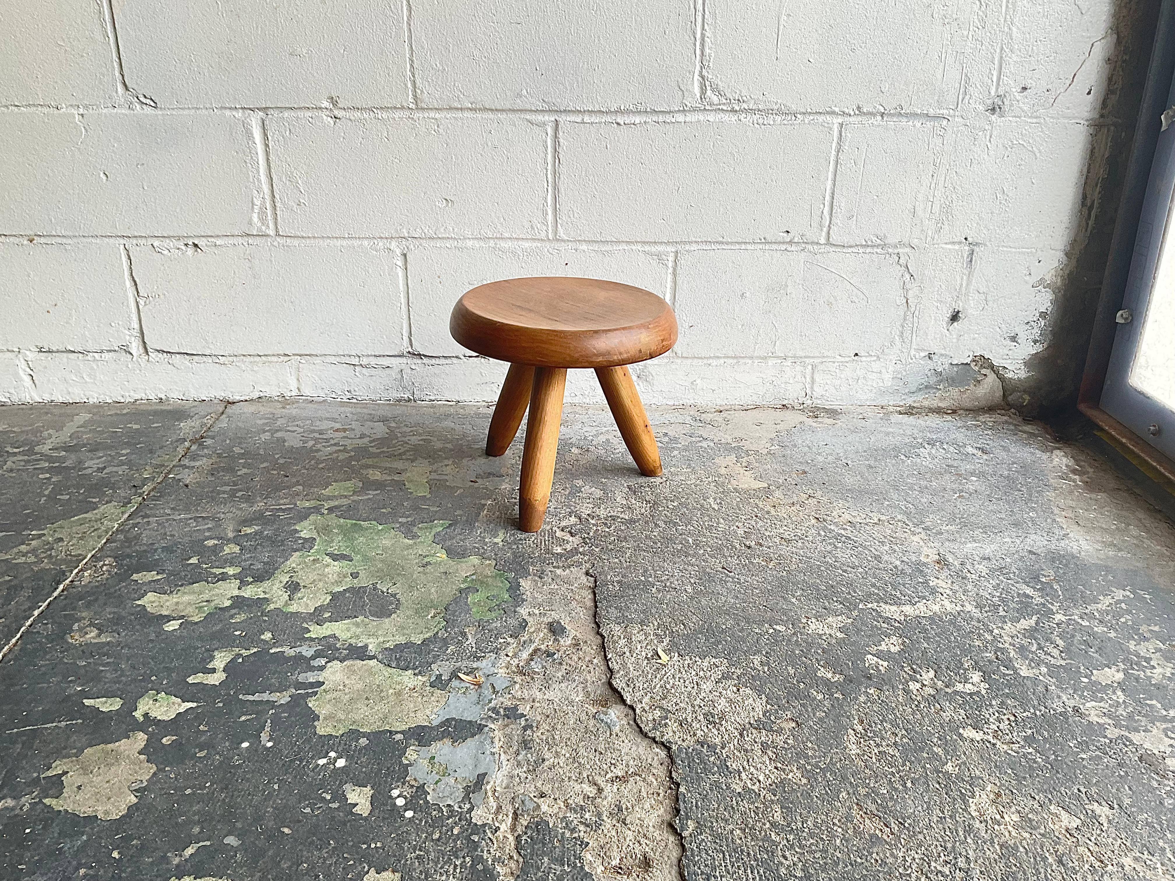 Turned Vintage Charlotte Perriand ‘Berger’ Low Stool, 1950s For Sale