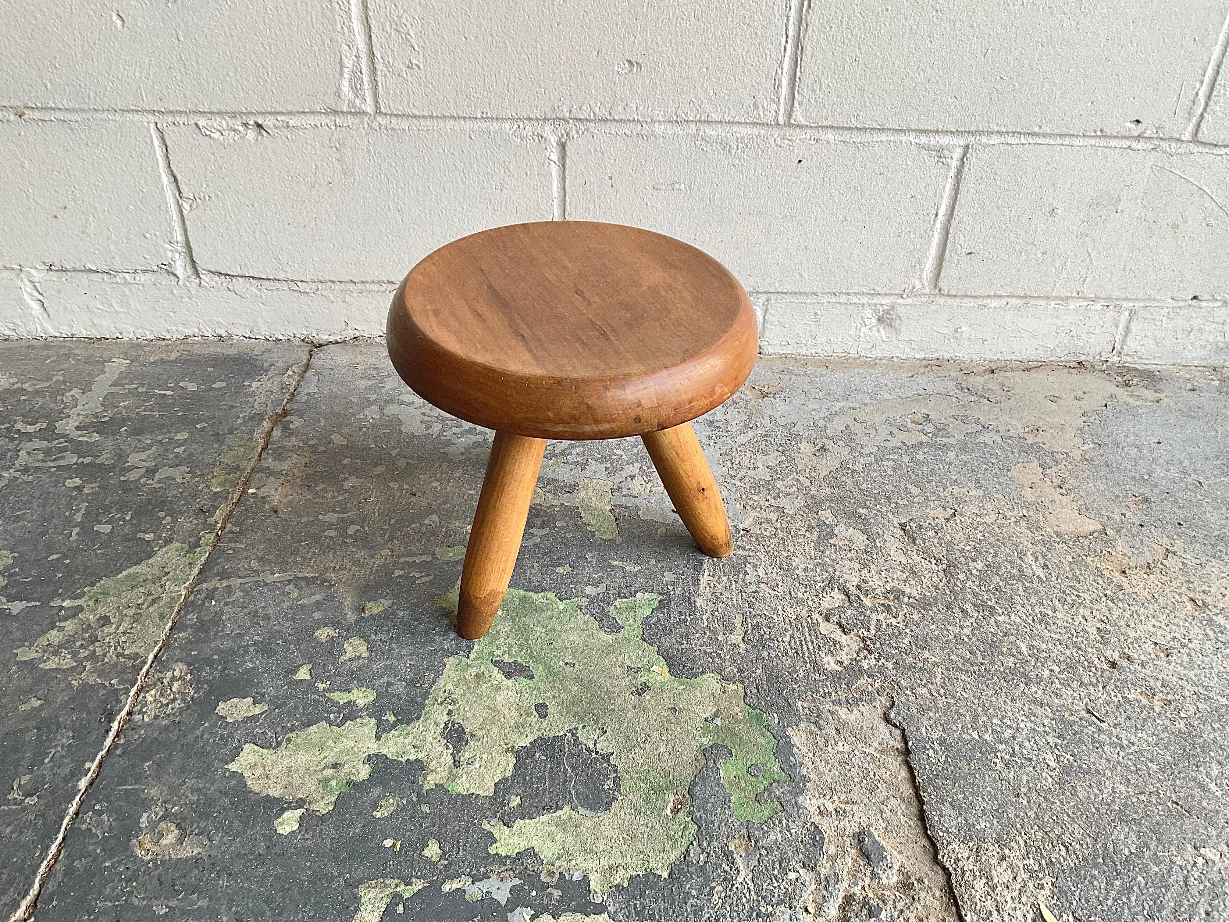Vintage Charlotte Perriand ‘Berger’ Low Stool, 1950s In Good Condition For Sale In Brooklyn, NY