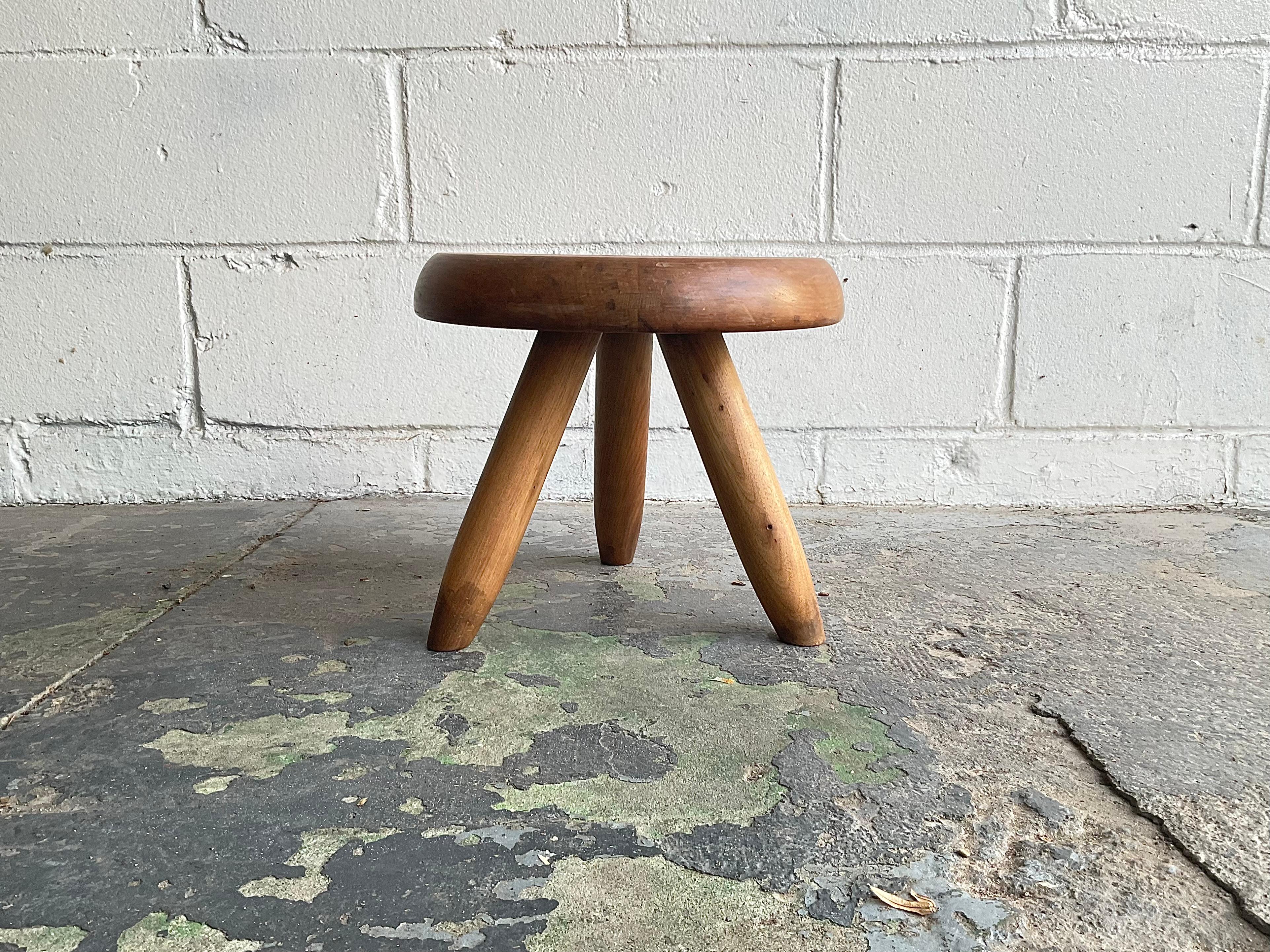 Hardwood Vintage Charlotte Perriand ‘Berger’ Low Stool, 1950s For Sale