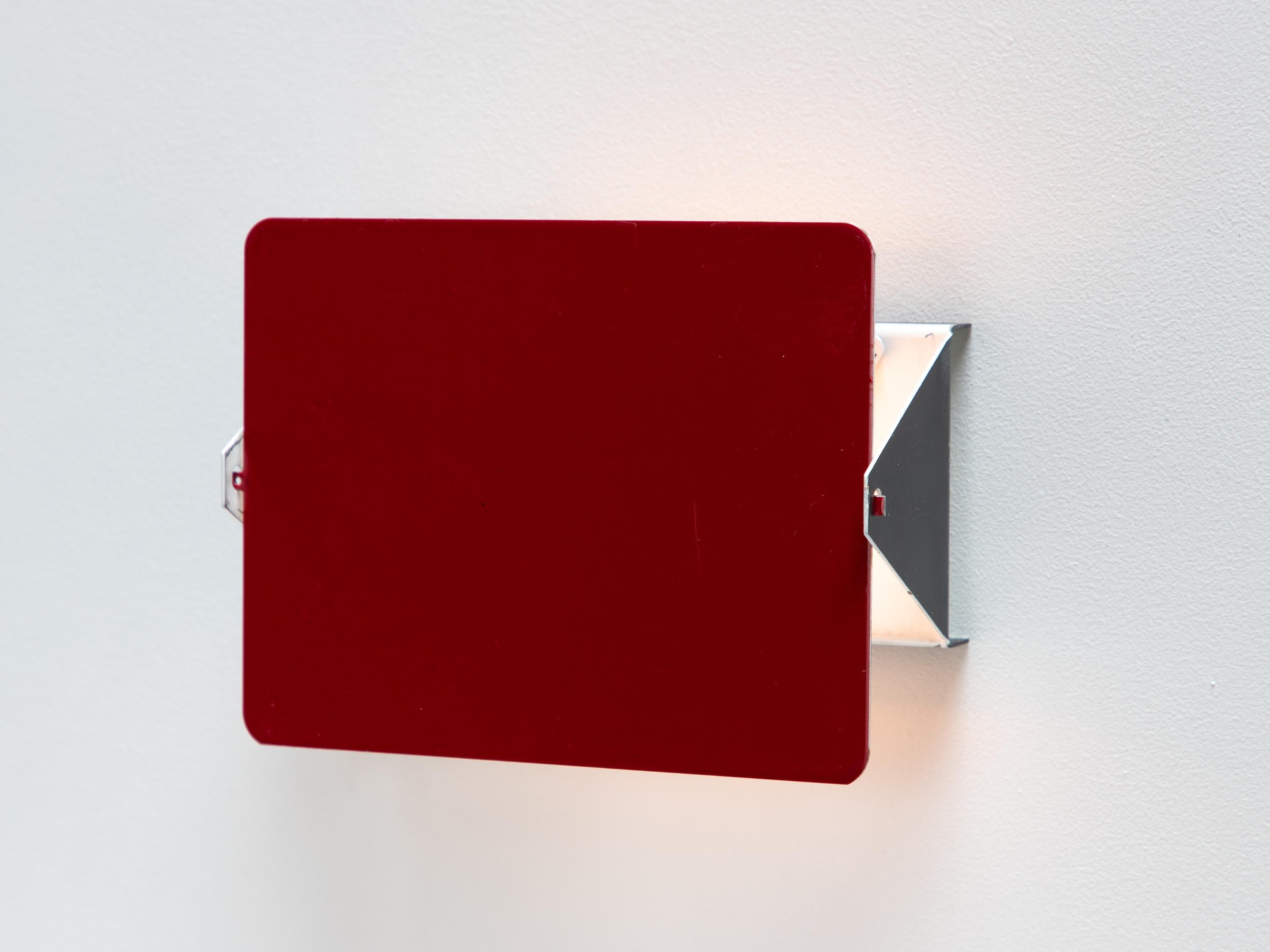 Mid-Century Modern Vintage Charlotte Perriand Les Arcs CP1 Wall Light or Sconces - Crimson Red For Sale
