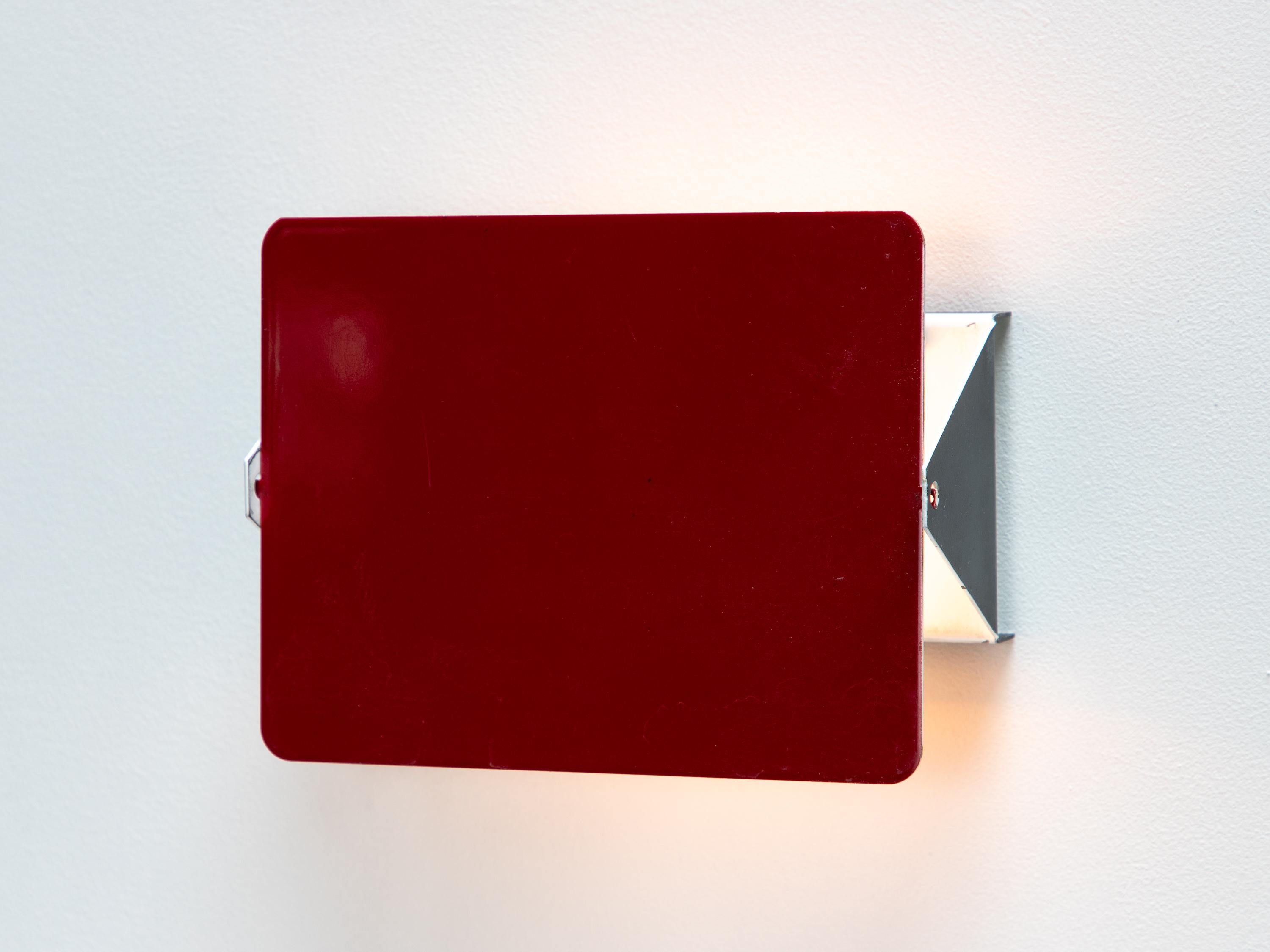 20th Century Vintage Charlotte Perriand Les Arcs CP1 Wall Light or Sconces - Crimson Red For Sale