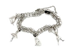 Vintage Charm Bracelet Sterling Silver Elco Cat Dog Ballerina Cheerleader