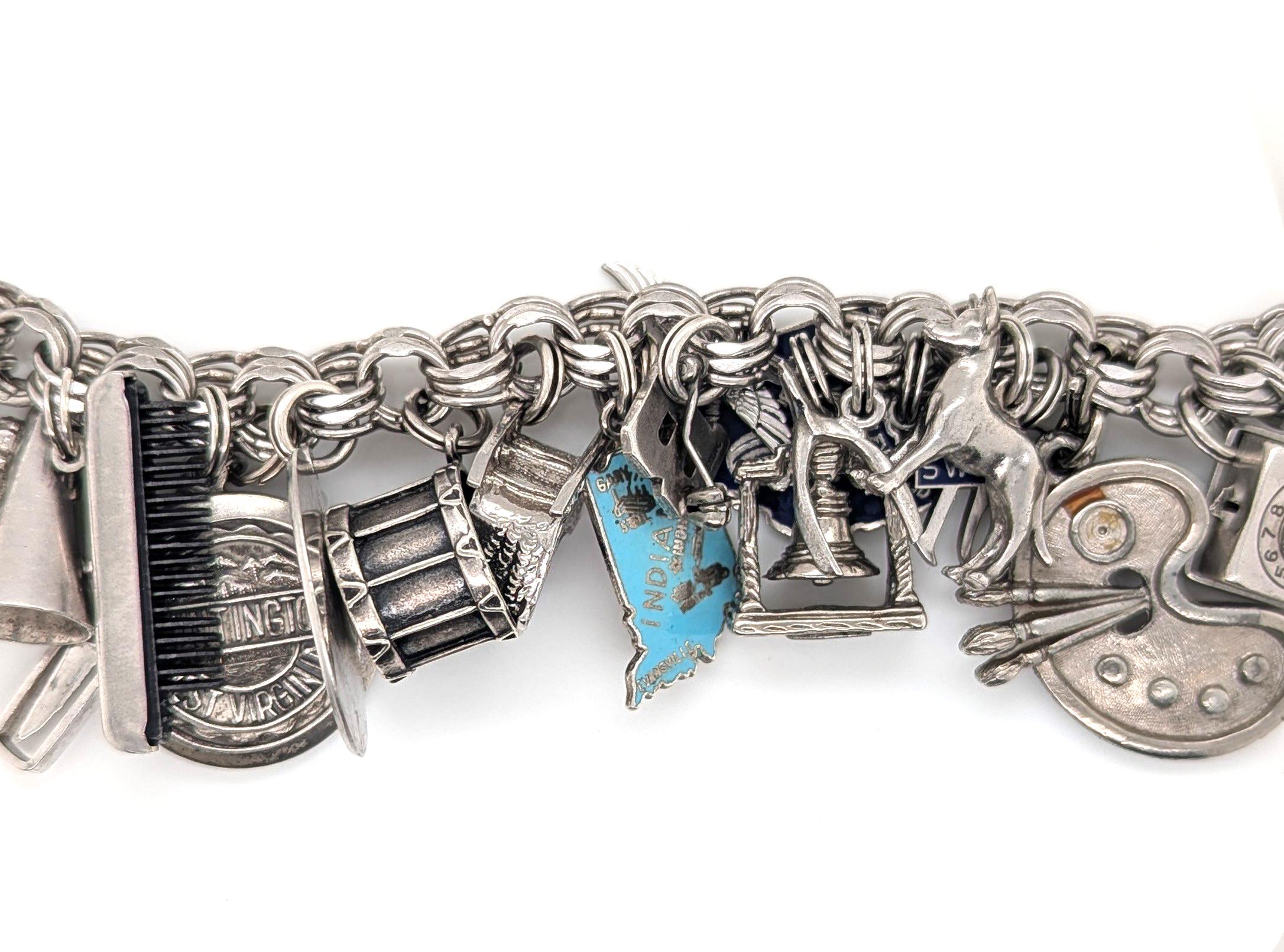 Donna Bracciale charme vintage in argento sterling Elco Ohio Michigan Indiana Niagra in vendita