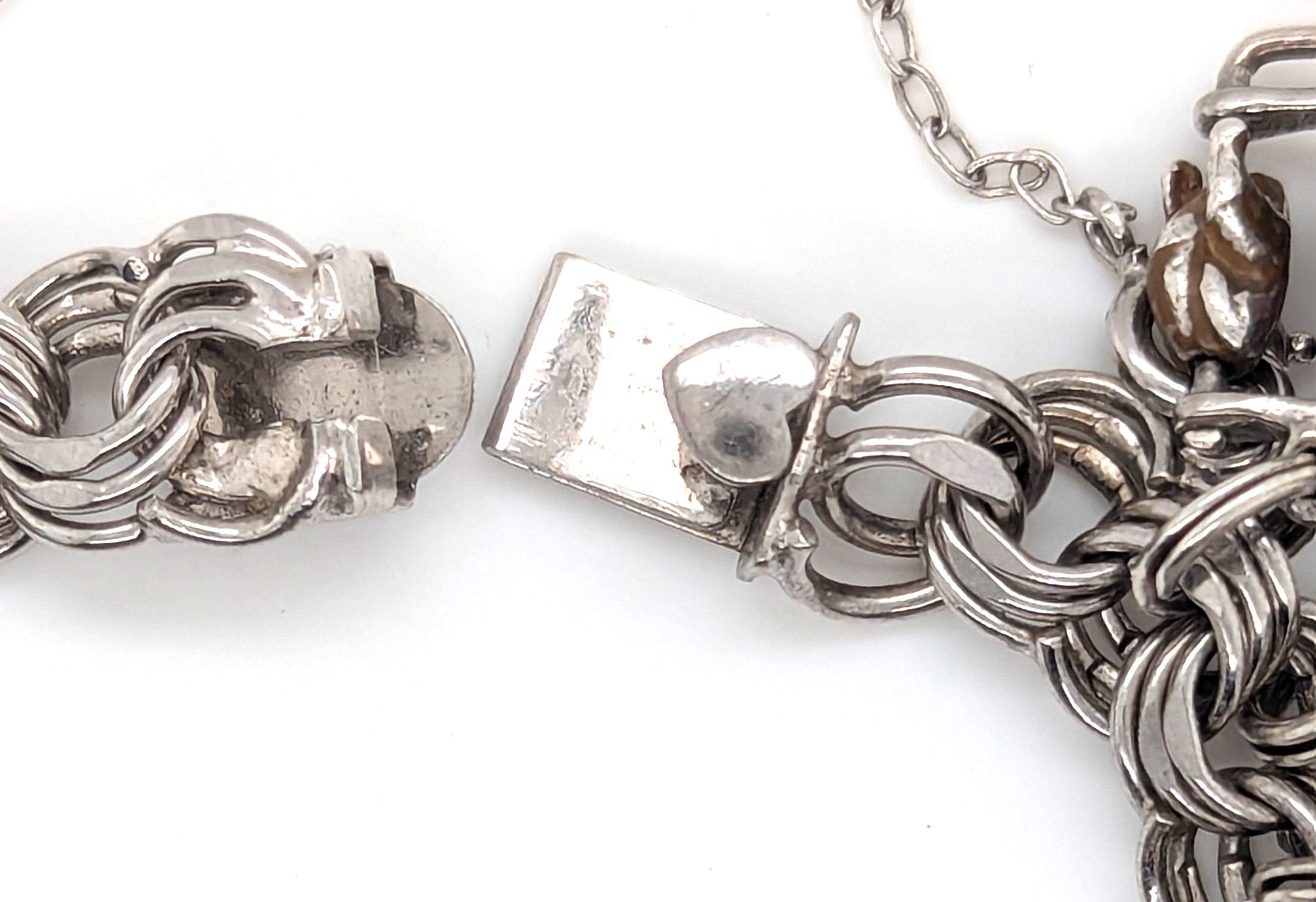 Bracciale charme vintage in argento sterling Elco Ohio Michigan Indiana Niagra in vendita 2