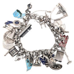 Bracciale charme vintage in argento sterling Elco Ohio Michigan Indiana Niagra