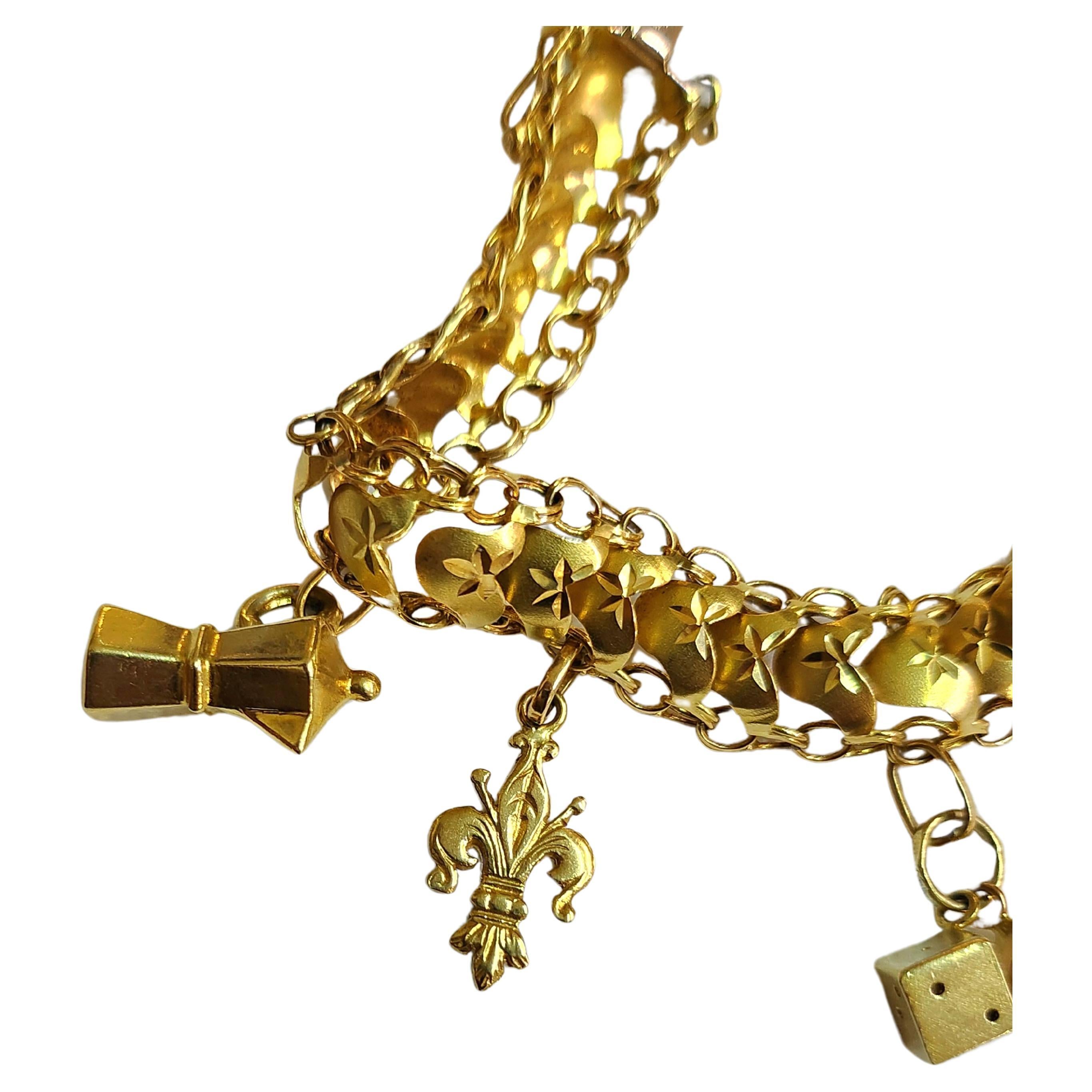 Women's Vintage Charm Gold Bracelet For Sale