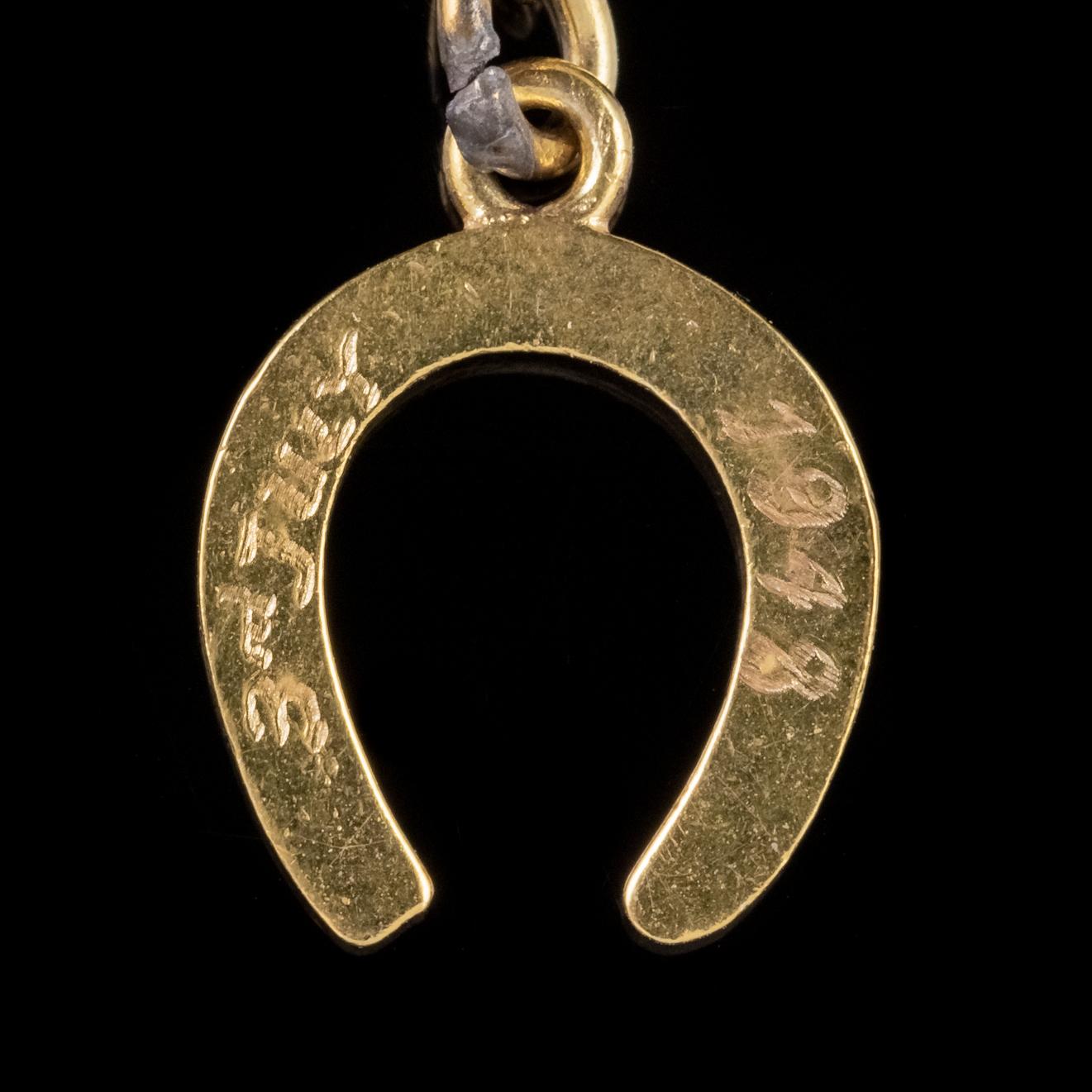 Vintage Charm Necklace 18 Carat Gold Gilt Silver Chain, circa 1947 For Sale 4