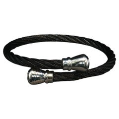Vintage Charriol Black Cable Stainless Steel Cuff Bracelet Flexible Twist 27.9g