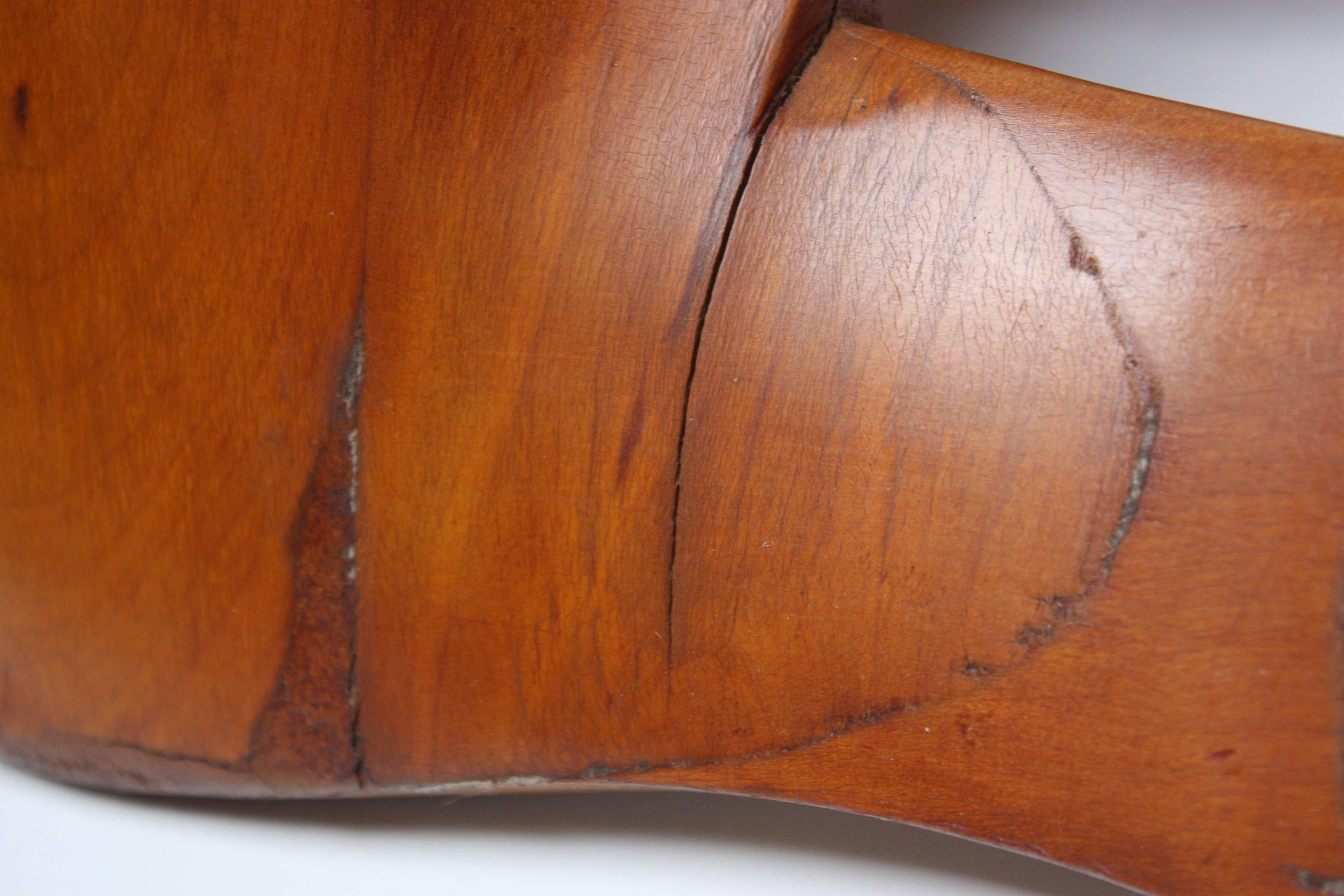Vintage Charro Saddle Tree Form in Solid Cherrywood In Excellent Condition In Brooklyn, NY