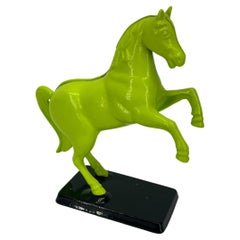 Retro Chartreause Cast Iron Horse Money Bank Sculpture, circa 1950's