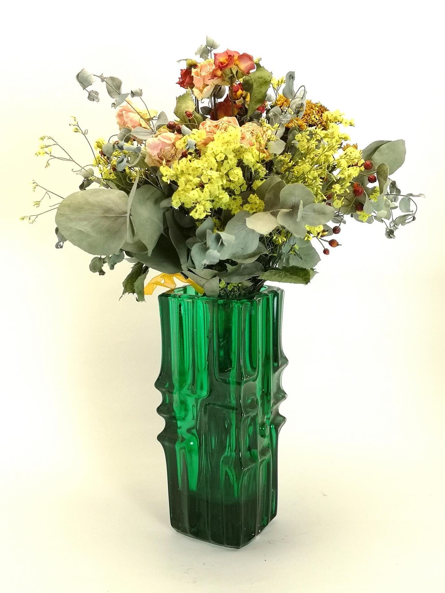 Mid-Century Modern Vintage Chartreuse Glass Vase, by Vladislav Urban for SKLO Union, 1970s