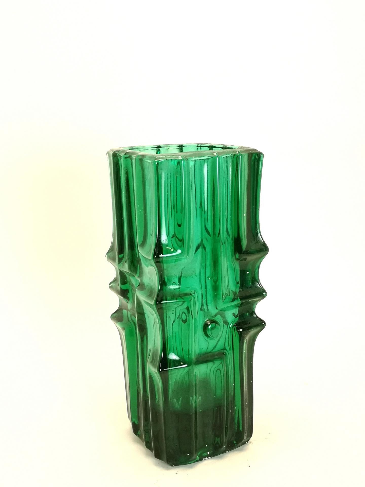 European Vintage Chartreuse Glass Vase, by Vladislav Urban for SKLO Union, 1970s