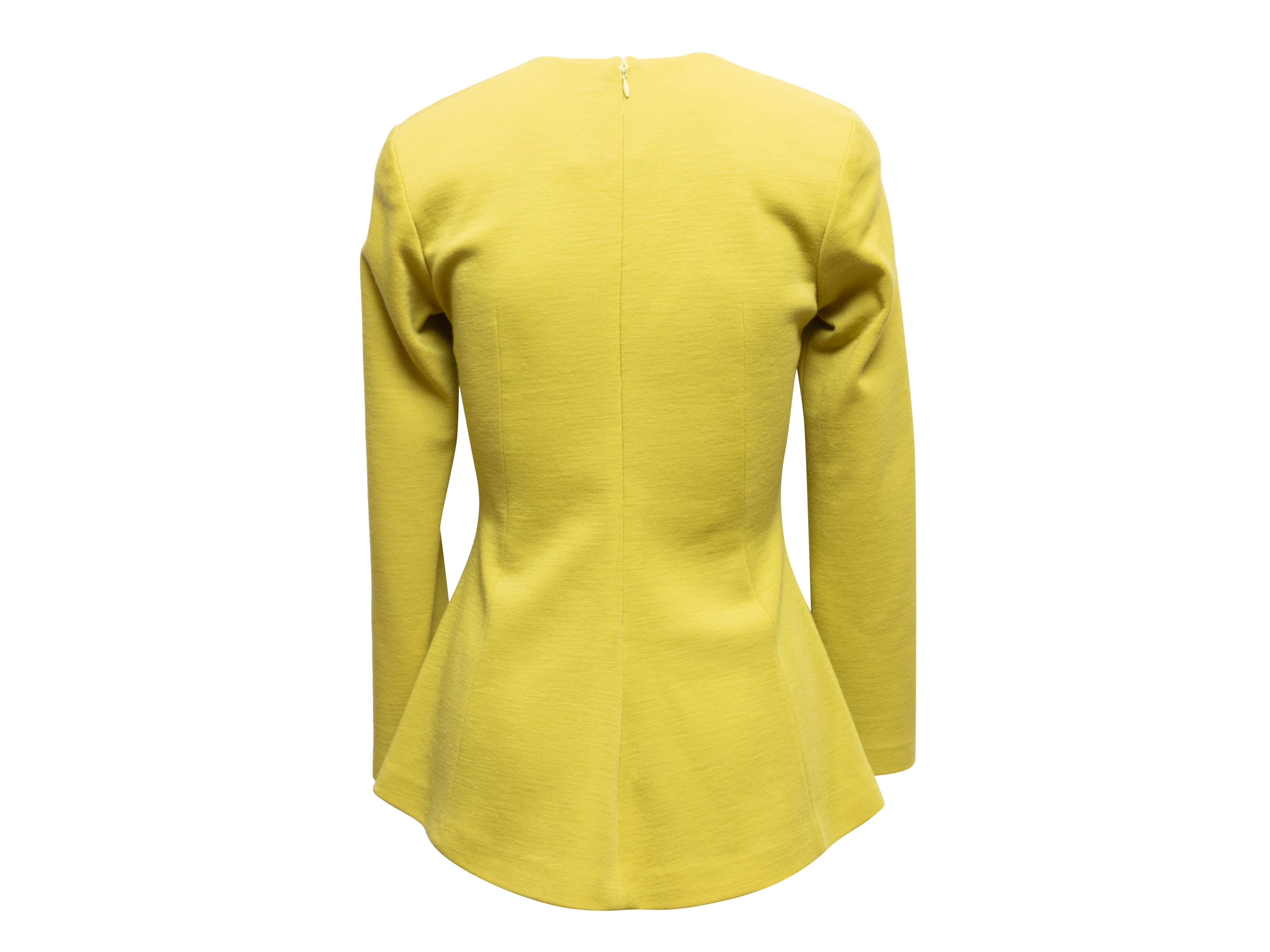 Vintage Chartreuse Marc Bouwer Long Sleeve Top In Good Condition For Sale In New York, NY