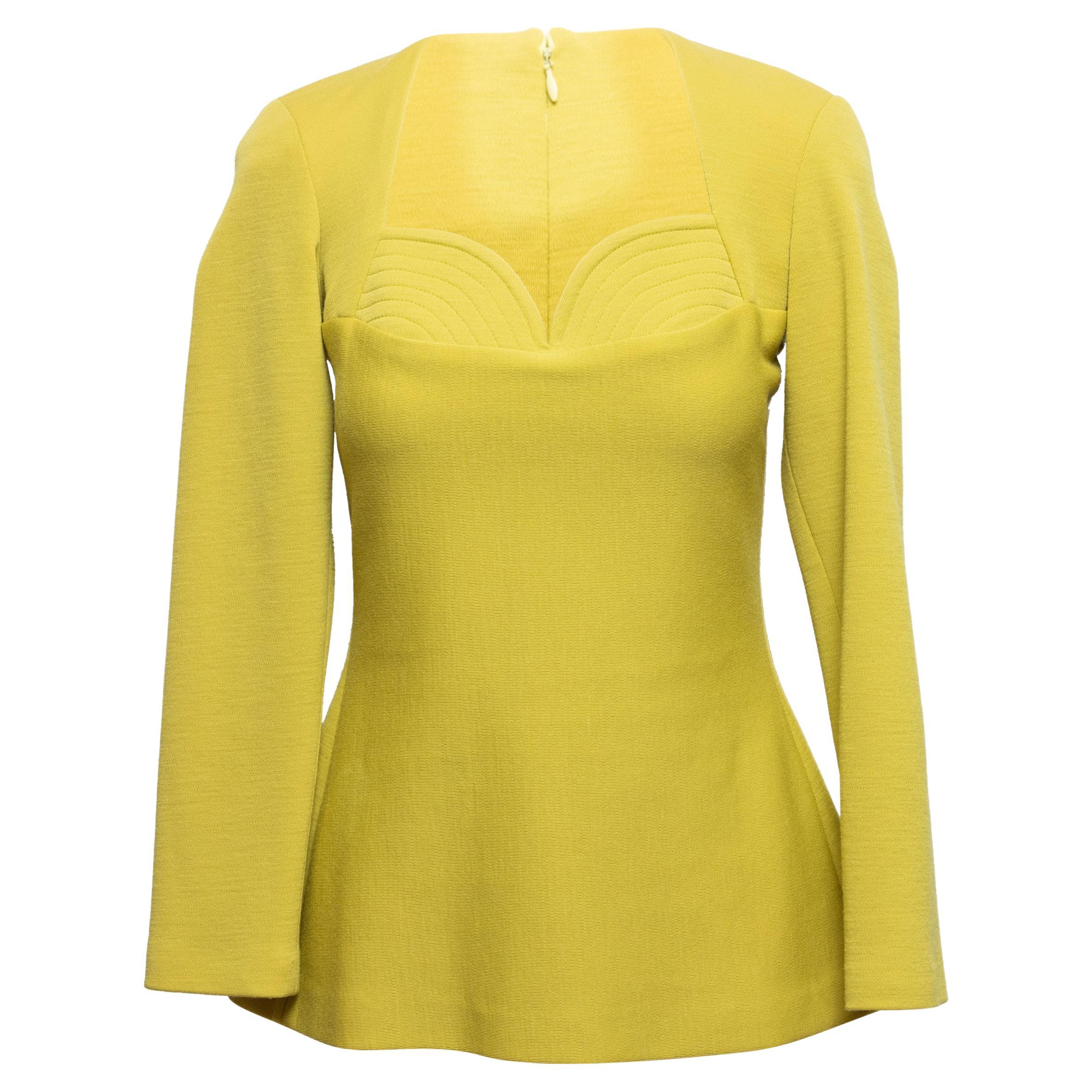 Vintage Chartreuse Marc Bouwer Long Sleeve Top For Sale