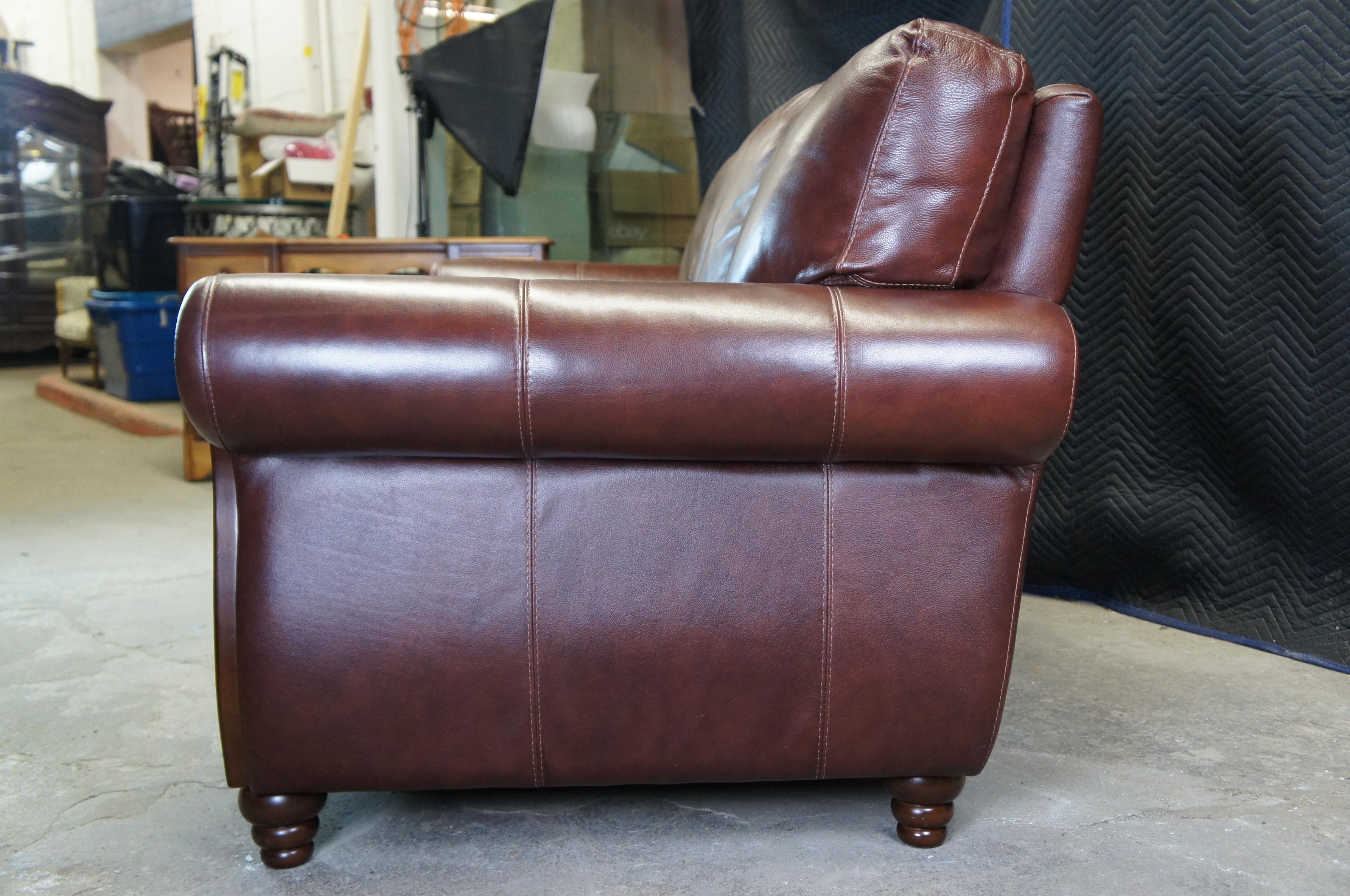 Vintage Chateau d'Ax Divani Italian Brown Leather Camelback 3 Seater Sofa 1