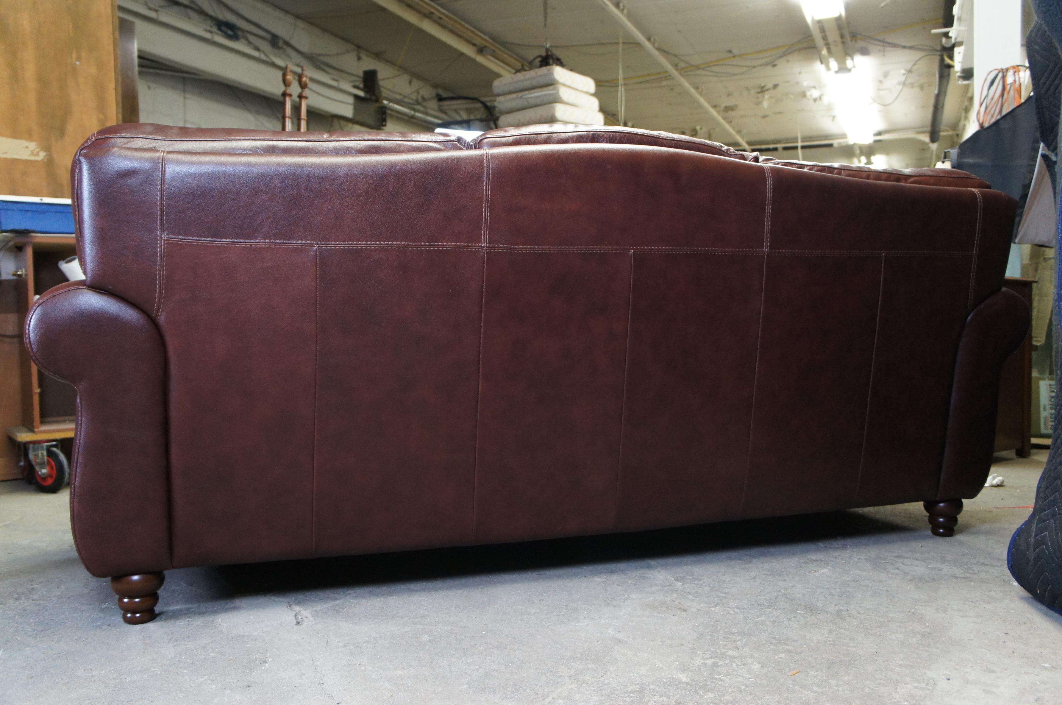 Vintage Chateau d'Ax Divani Italian Brown Leather Camelback 3 Seater Sofa 2