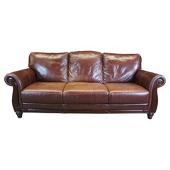 Vintage Chateau d'Ax Divani Italian Brown Leather Camelback 3 Seater Sofa