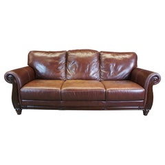 Retro Chateau d'Ax Divani Italian Brown Leather Camelback 3 Seater Sofa