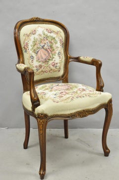 Vintage Chateau D'Ax spa French Louis XV Style Italian Tapestry Arm Chair