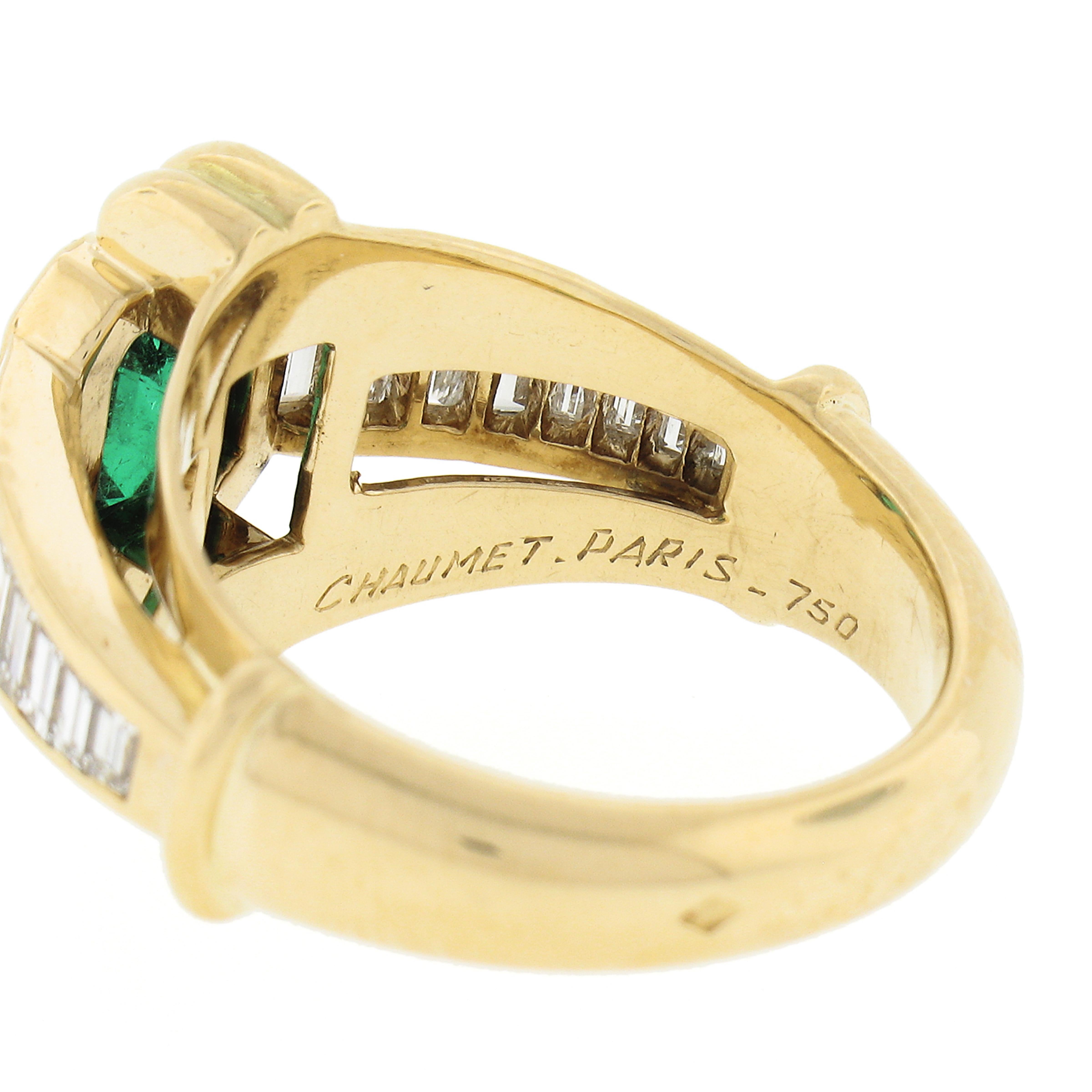 Vintage Chaumet 18k Gold 2.51ct GIA Emerald Cut & Baguette Diamond Cocktail Ring 4