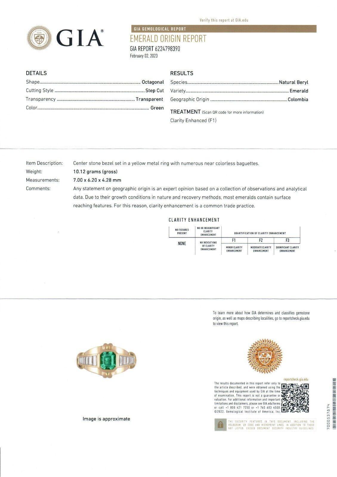 Vintage Chaumet 18k Gold 2.51ct GIA Emerald Cut & Baguette Diamond Cocktail Ring 6
