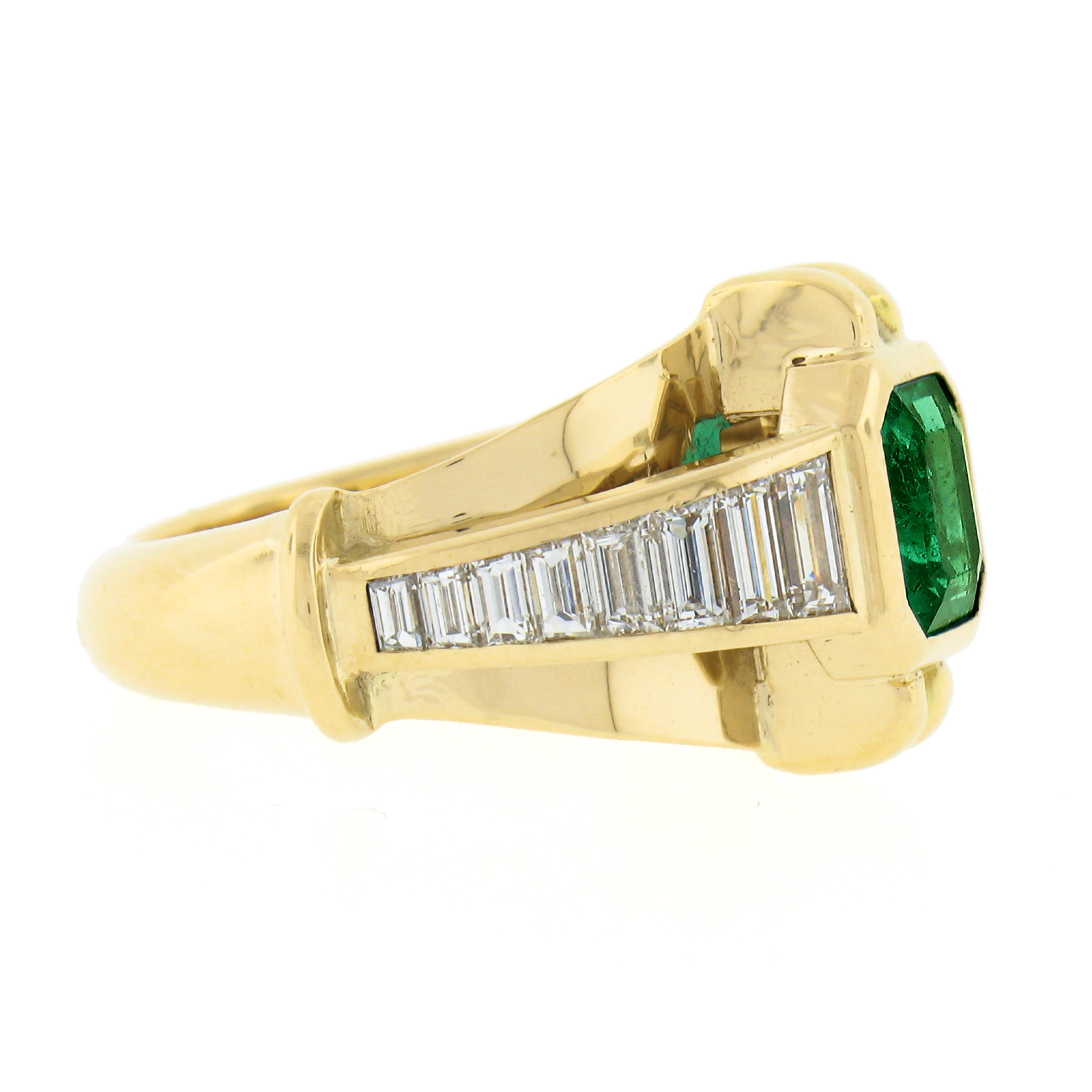 Vintage Chaumet 18k Gold 2.51ct GIA Emerald Cut & Baguette Diamond Cocktail Ring In Excellent Condition In Montclair, NJ
