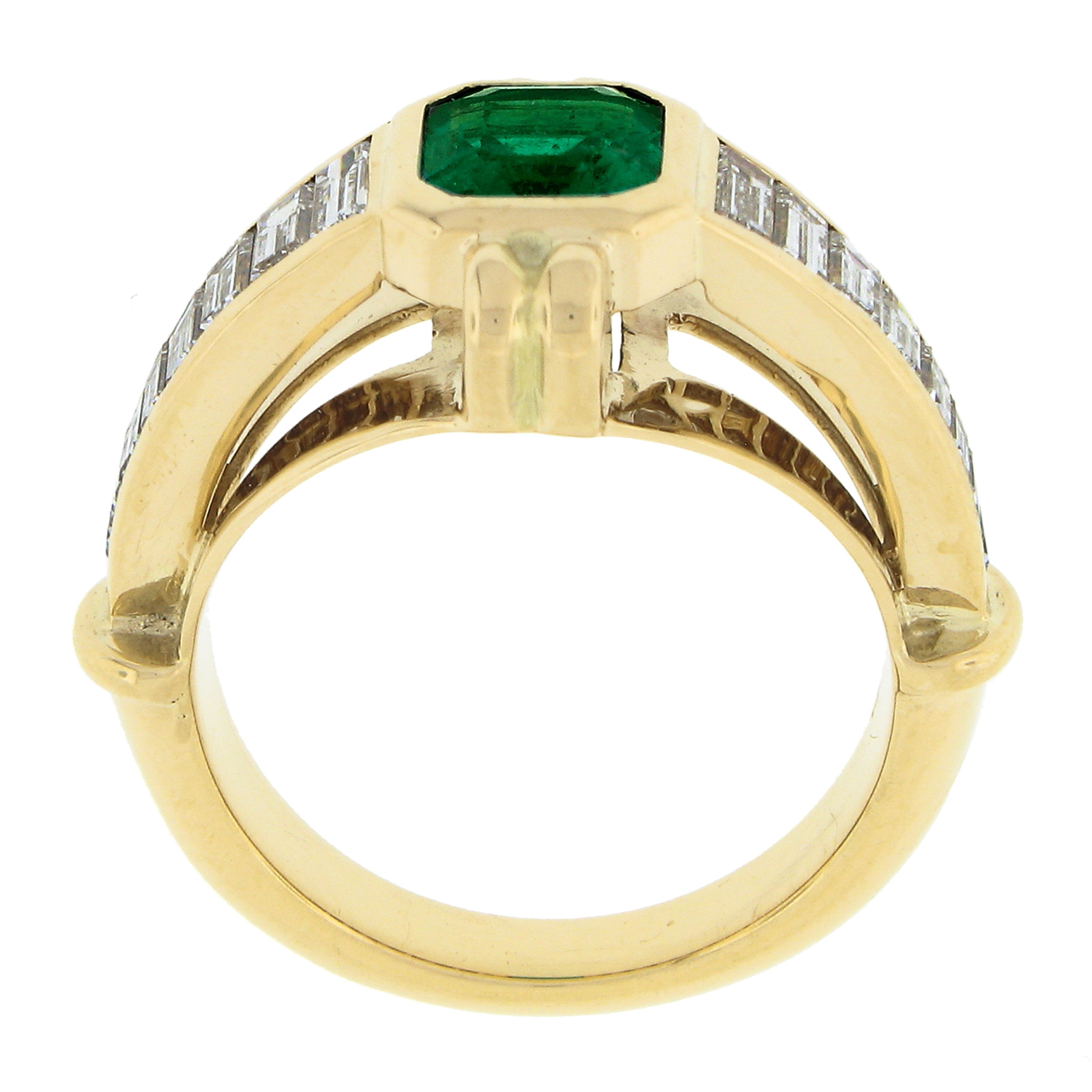 Vintage Chaumet 18k Gold 2.51ct GIA Emerald Cut & Baguette Diamond Cocktail Ring 2