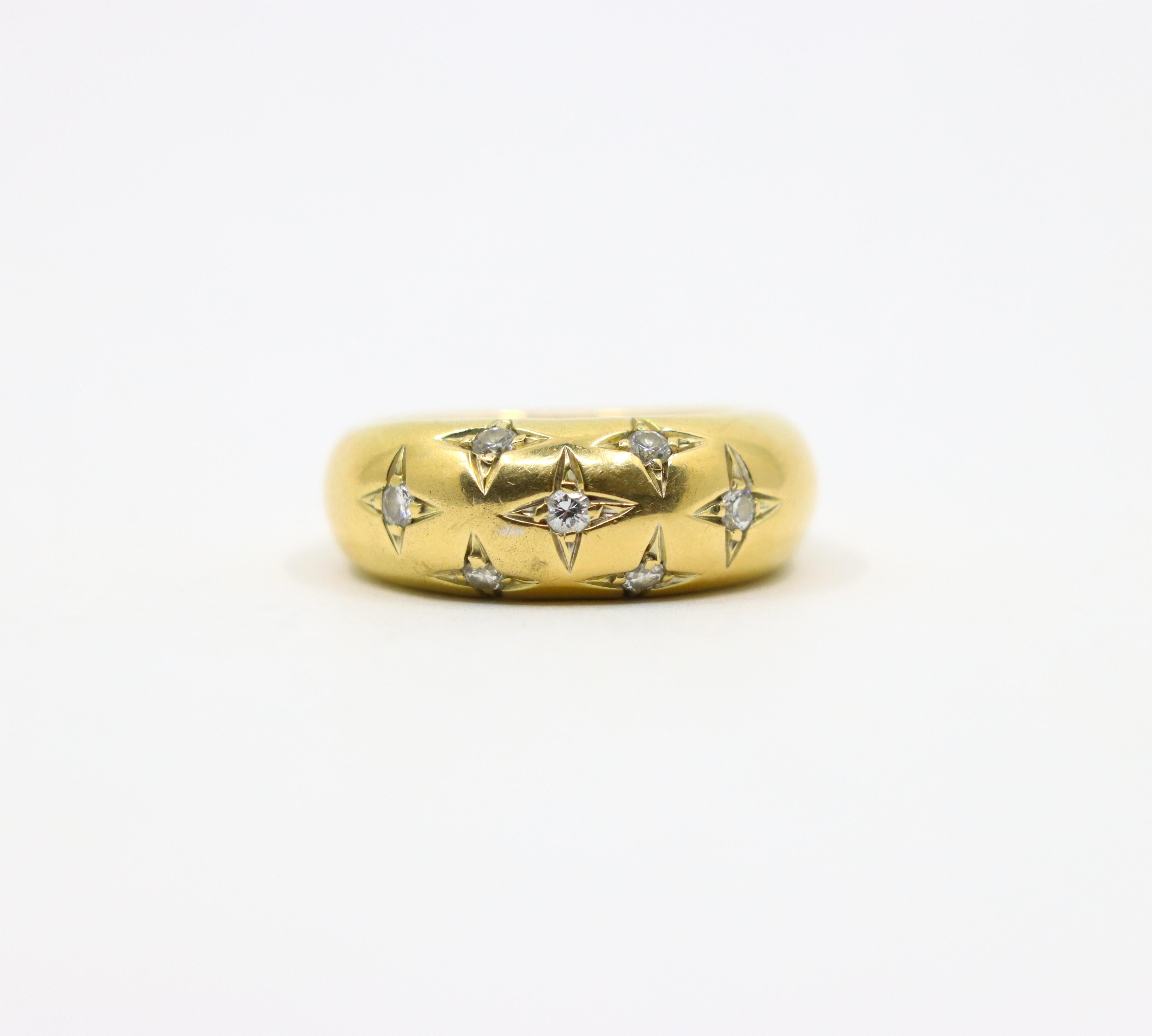 Anello Chaumet d'epoca in oro 18 carati con diamante Anneau Star In condizioni buone in vendita a Flushing, NY