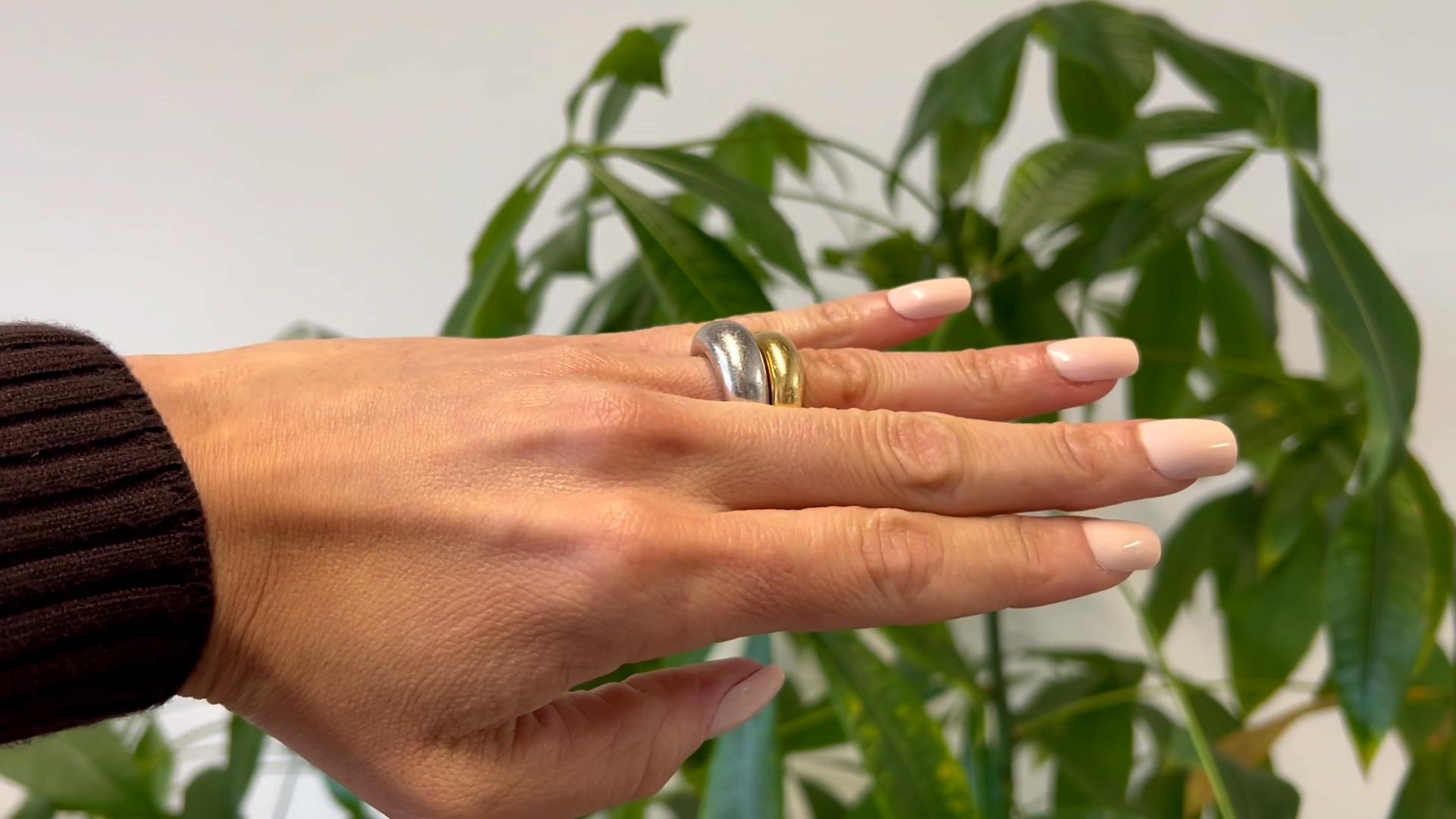 Vintage Chaumet 18k Gelb- und Weißgold Anneau Dome Ring Set für Damen oder Herren