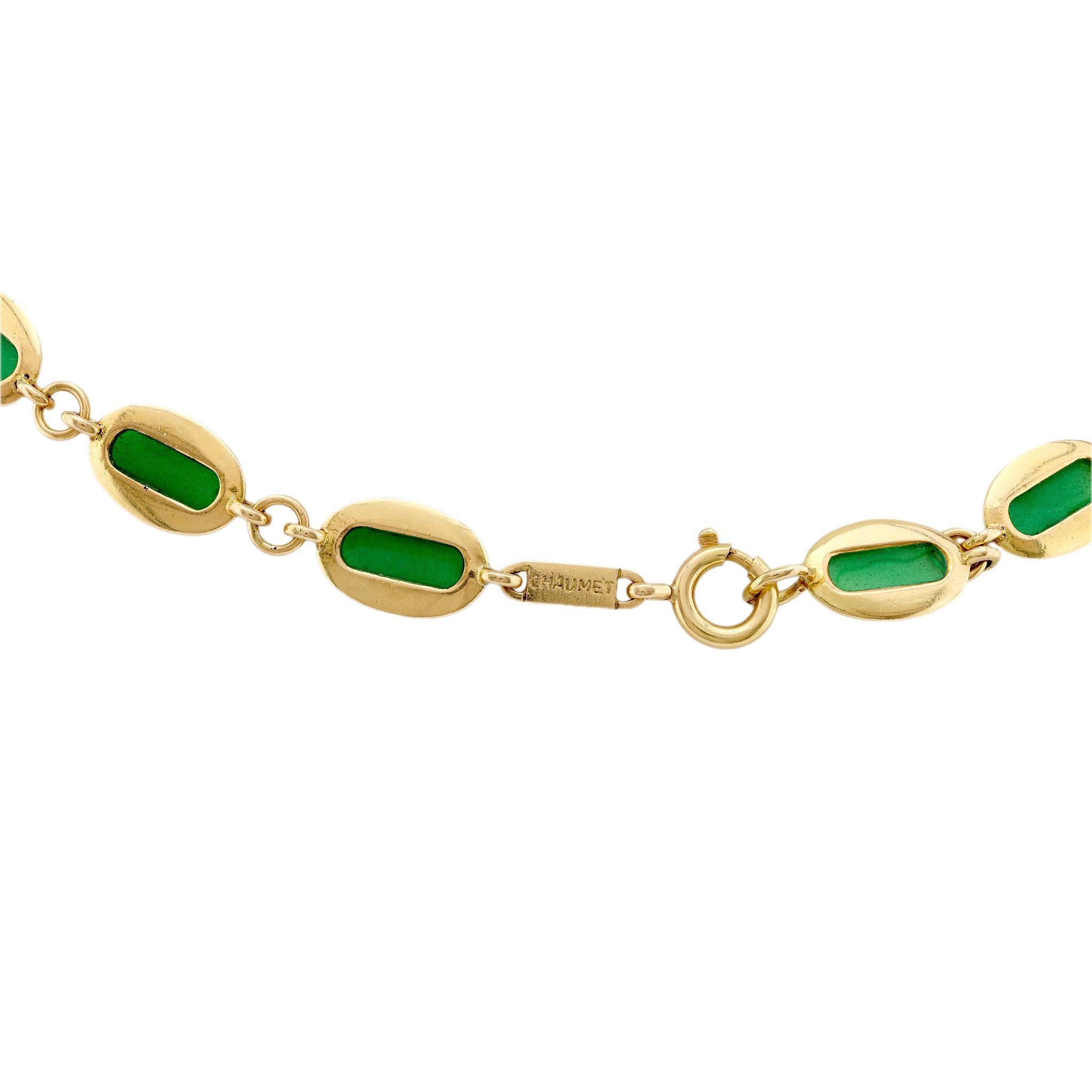 Vintage Chaumet 18 Karat Gelbgold Emaille-Halskette, Vintage im Zustand „Hervorragend“ in Beverly Hills, CA