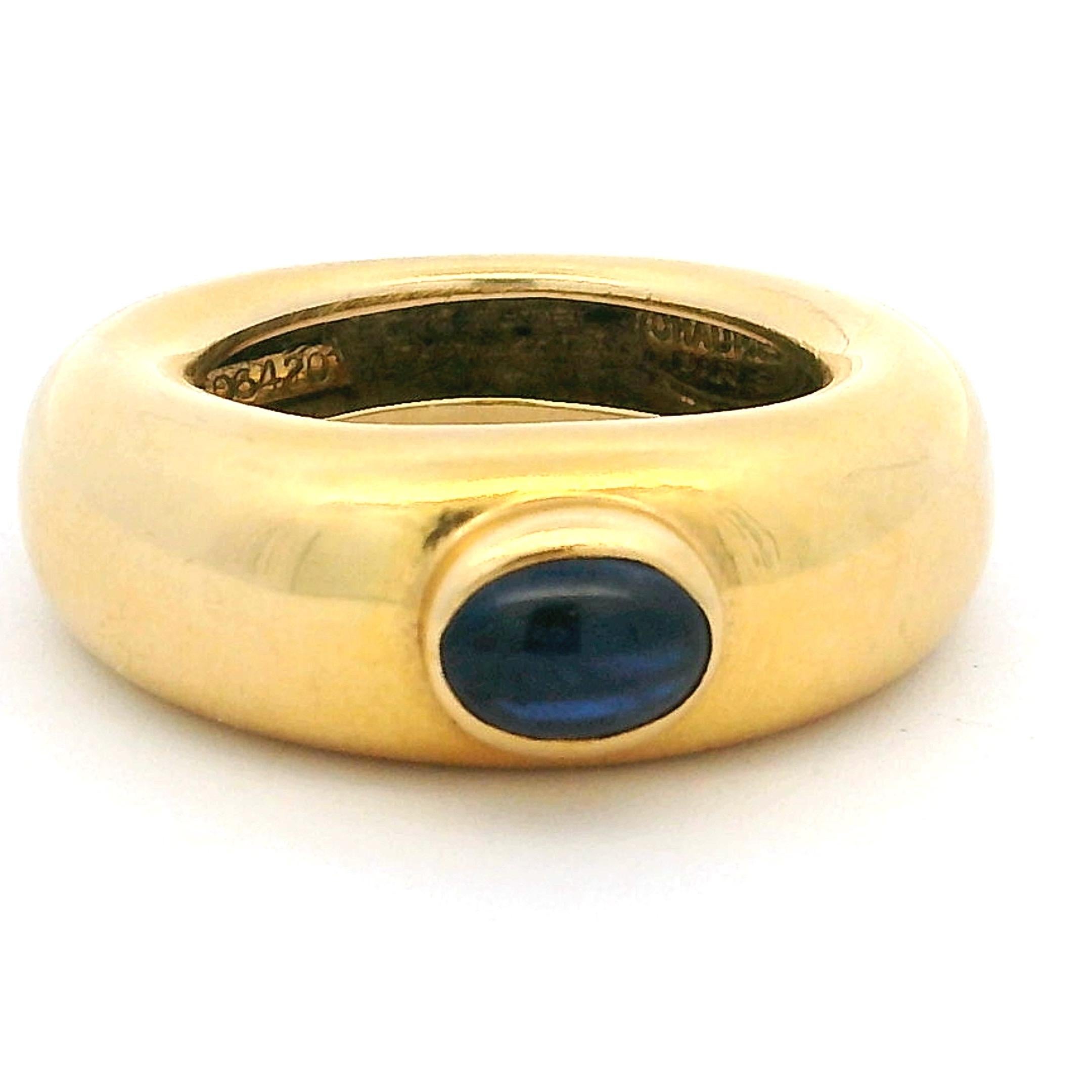 Vintage Chaumet 1980s 18K Yellow Gold Cabochon Sapphire Ring For Sale 6
