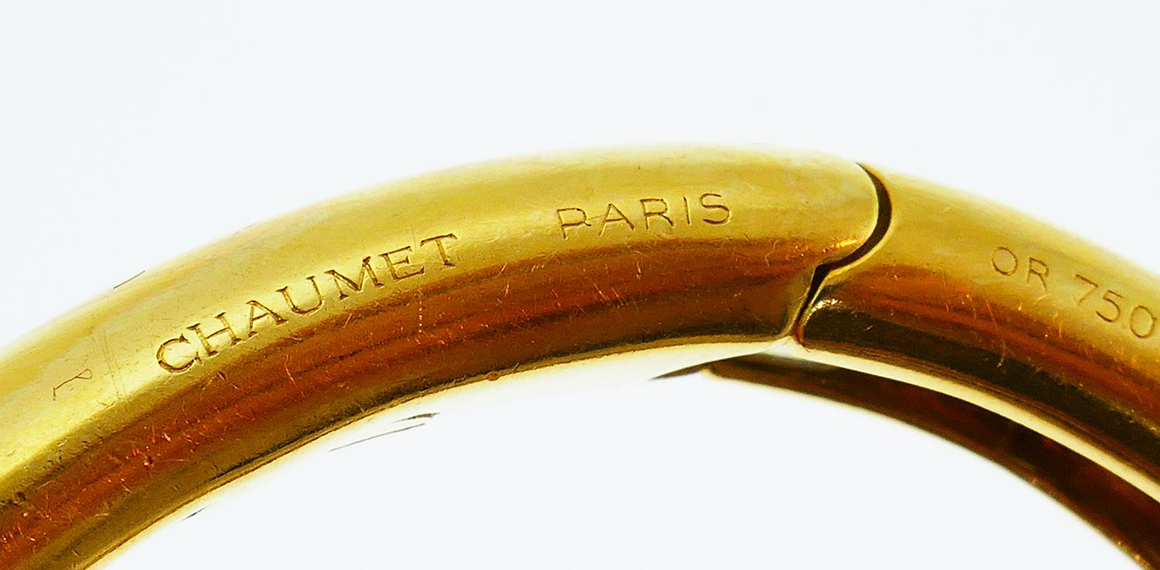 Vintage Chaumet Diamond 18k Gold Bangle Bracelet Stylized Snake Spiral, 1980s 2