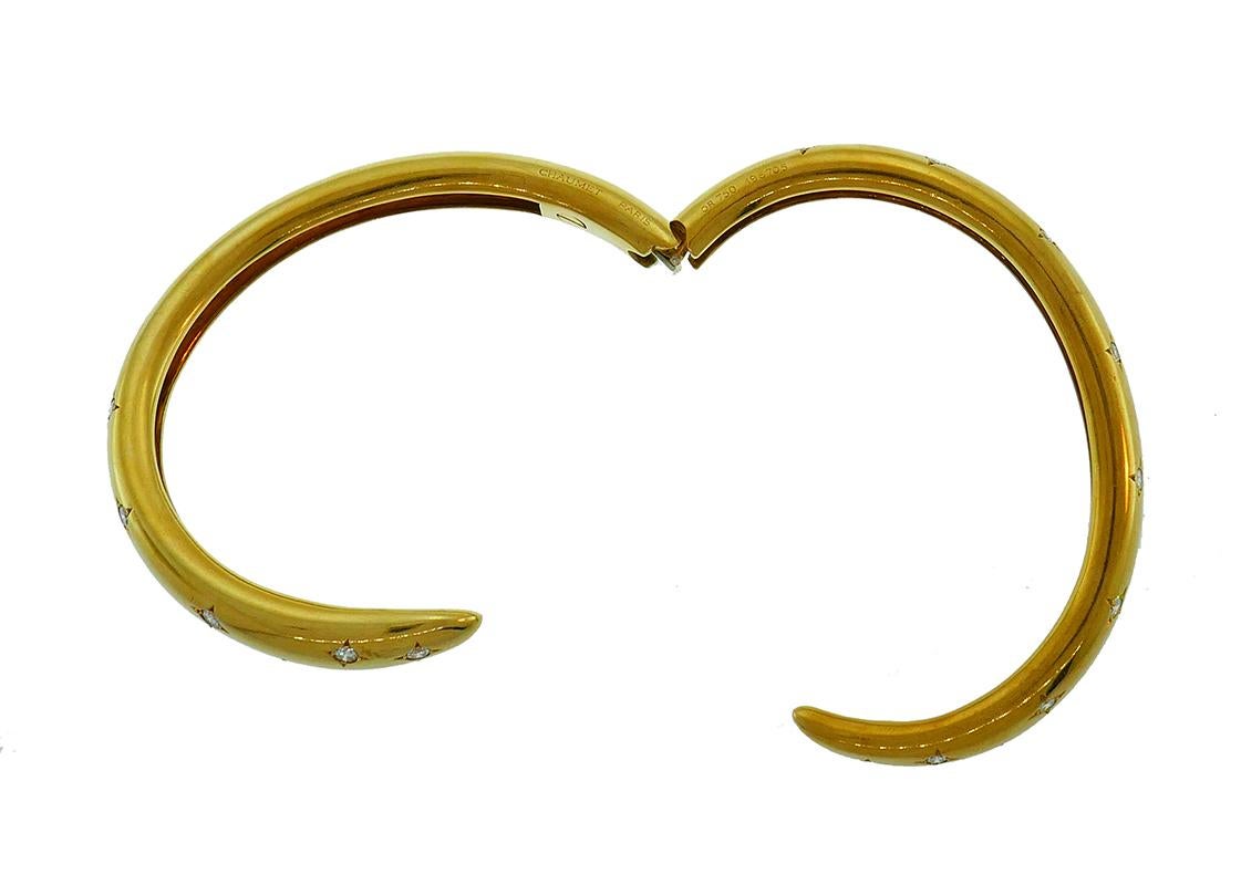 Vintage Chaumet Diamond 18k Gold Bangle Bracelet Stylized Snake Spiral, 1980s 5
