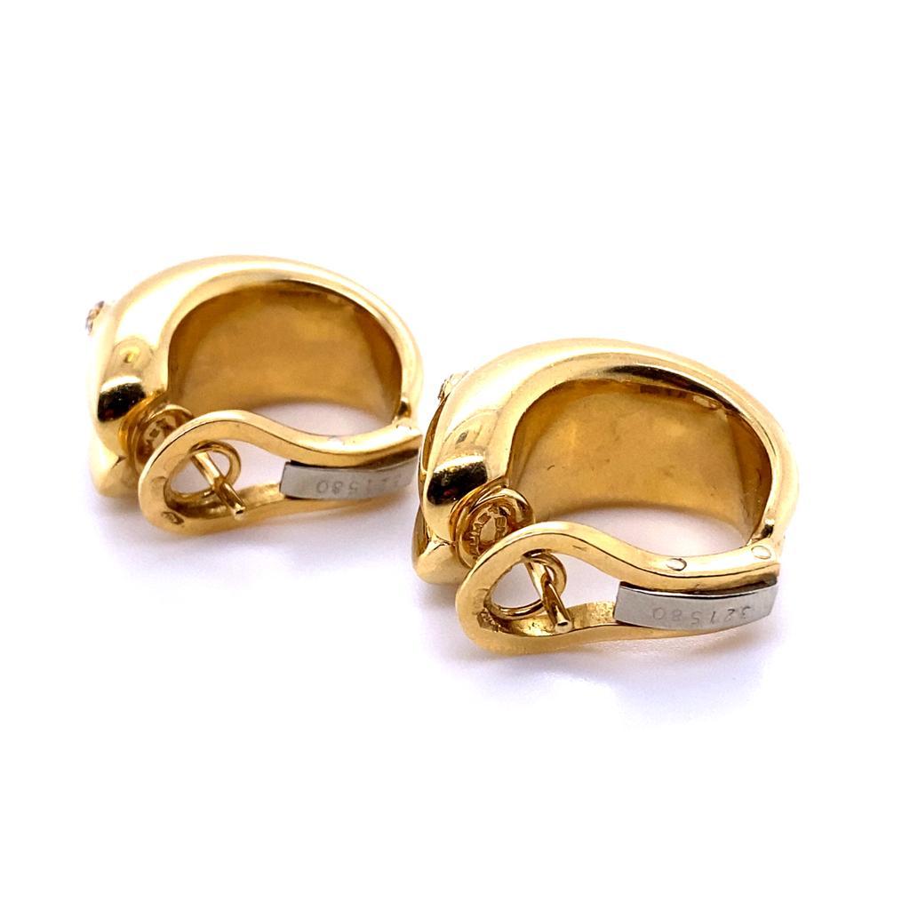 Modern Vintage Chaumet Diamond Liens Earrings 18 Karat Yellow Gold For Sale