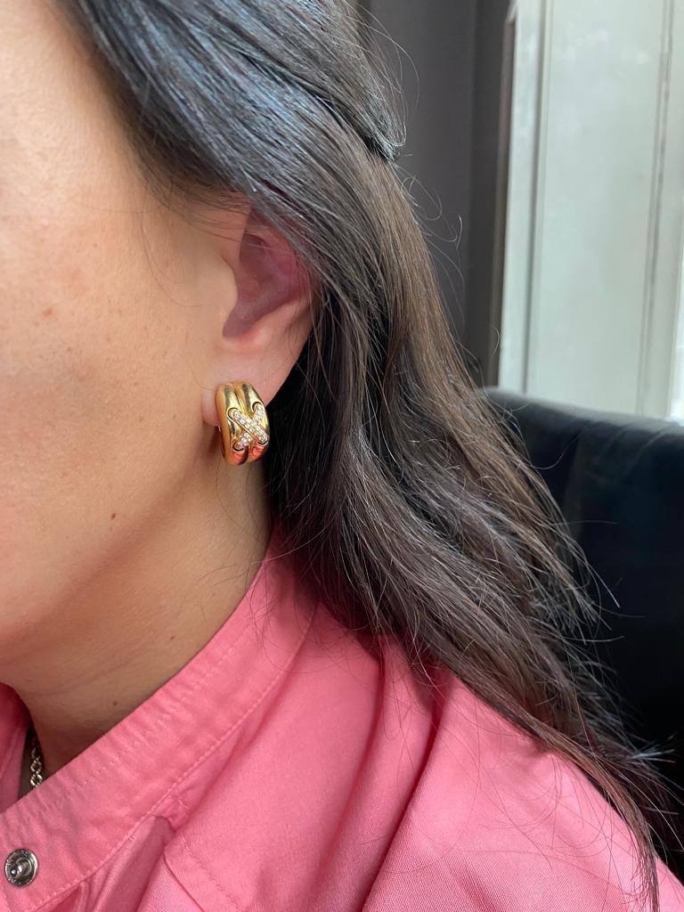 Vintage Chaumet Diamond Liens Earrings 18 Karat Yellow Gold In Good Condition For Sale In London, GB