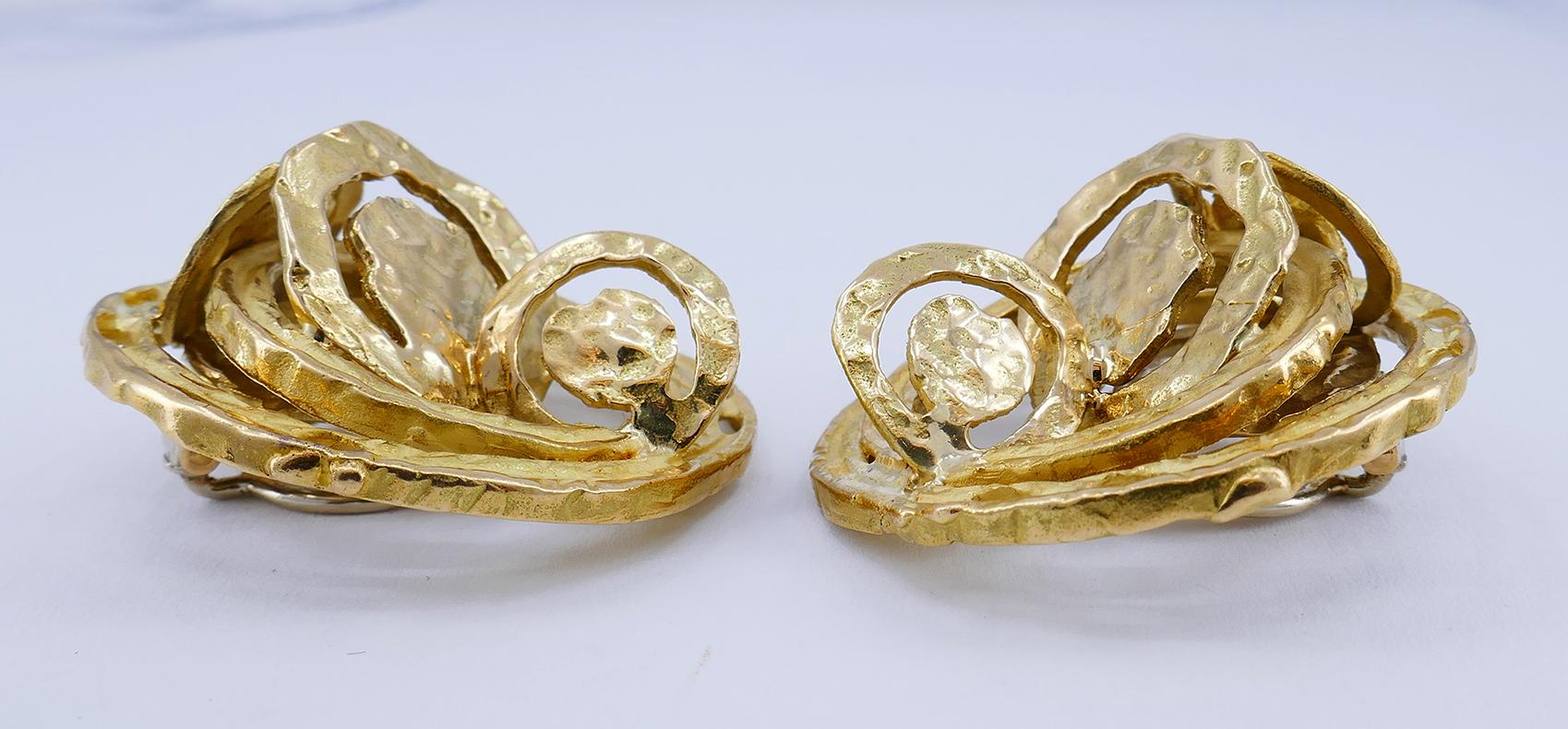 Vintage Chaumet Ohrringe 18k Gold Clip-on Französisch Estate Jewelry Damen im Angebot