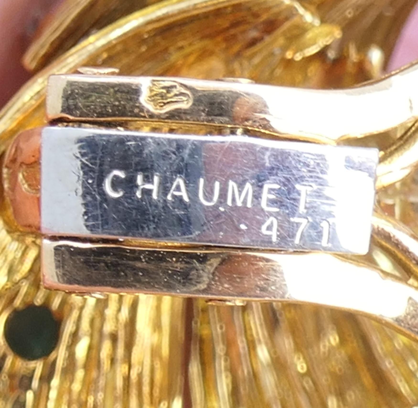 Vintage Chaumet Gold Earrings Emerald Diamond Estate Jewelry 2