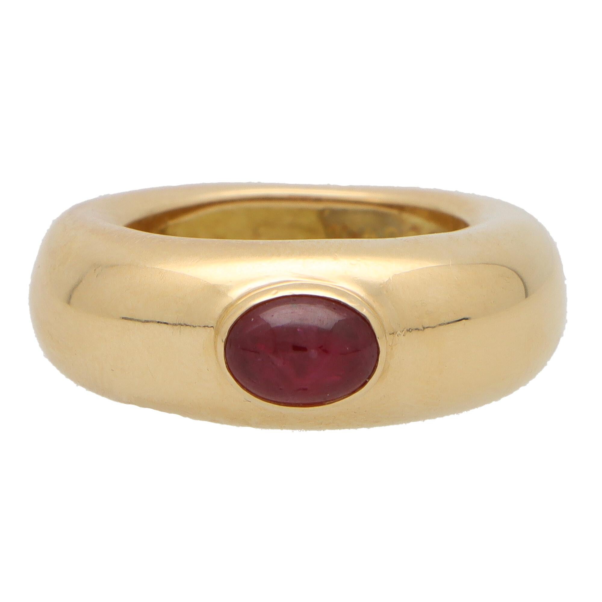 Cabochon Vintage Chaumet Gypsy Set Ruby Chunky Ring