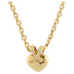 Vintage Chaumet Liens Heart X Necklace in Yellow Gold
