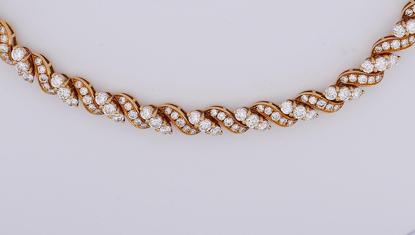 Vintage Chaumet Necklace 18k Gold Diamond Choker Collar French Estate Jewelry 1